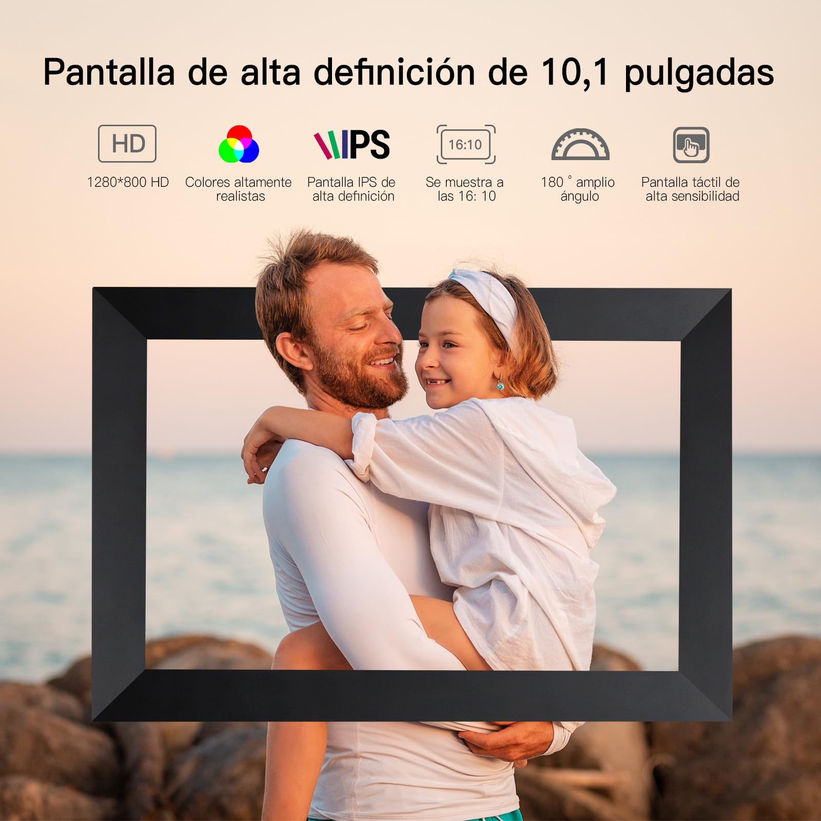 Humblestead Cadre Photo numérique 10,1 Pouces WiFi, IPS Écran Tactile Le Cloud Intelligent Cadre Photo 32gb, Partagez Vos Photos ou vidéos Via l’app AiMOR, Rotation Automatique, Montage Mural
