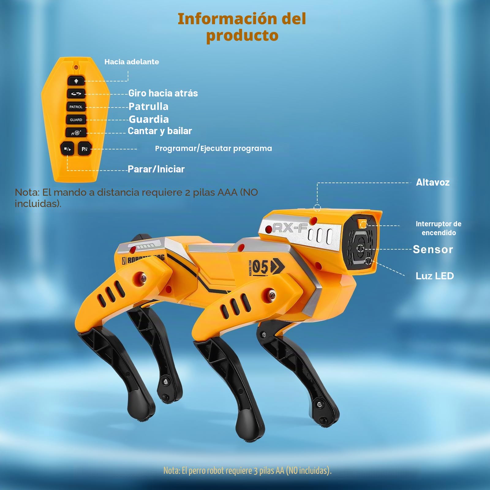 Robot para niños,Interactivo Robot Teledirigido con Control,Ojos LED, Música, Juguetes Robots niños y niñas de 3+,Programable Perro Robot Inteligente,Regalo Ideal para Niños