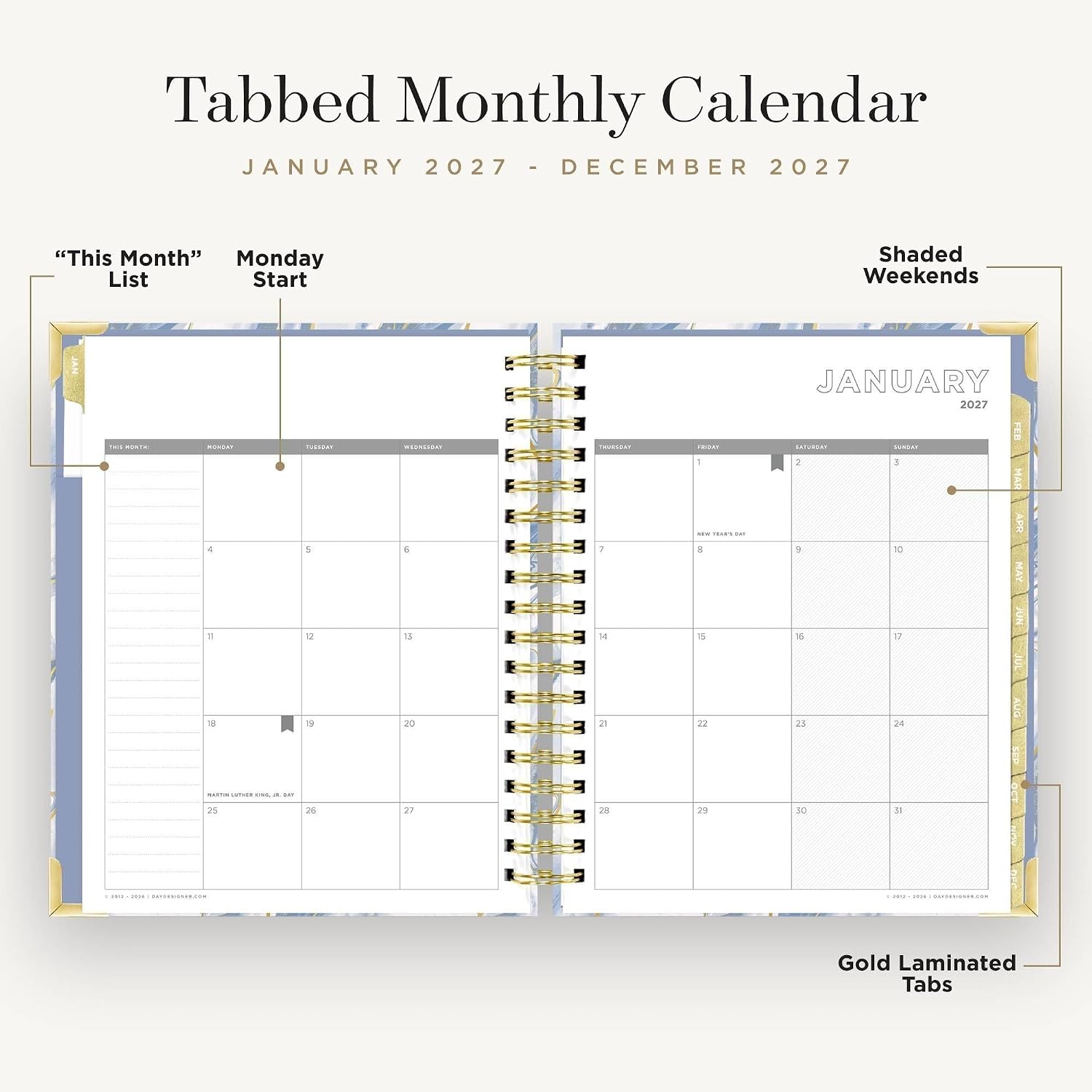 Day Designer 2027 Daily & Monthly Planner, 7.4"x 9.5", Azure image 3
