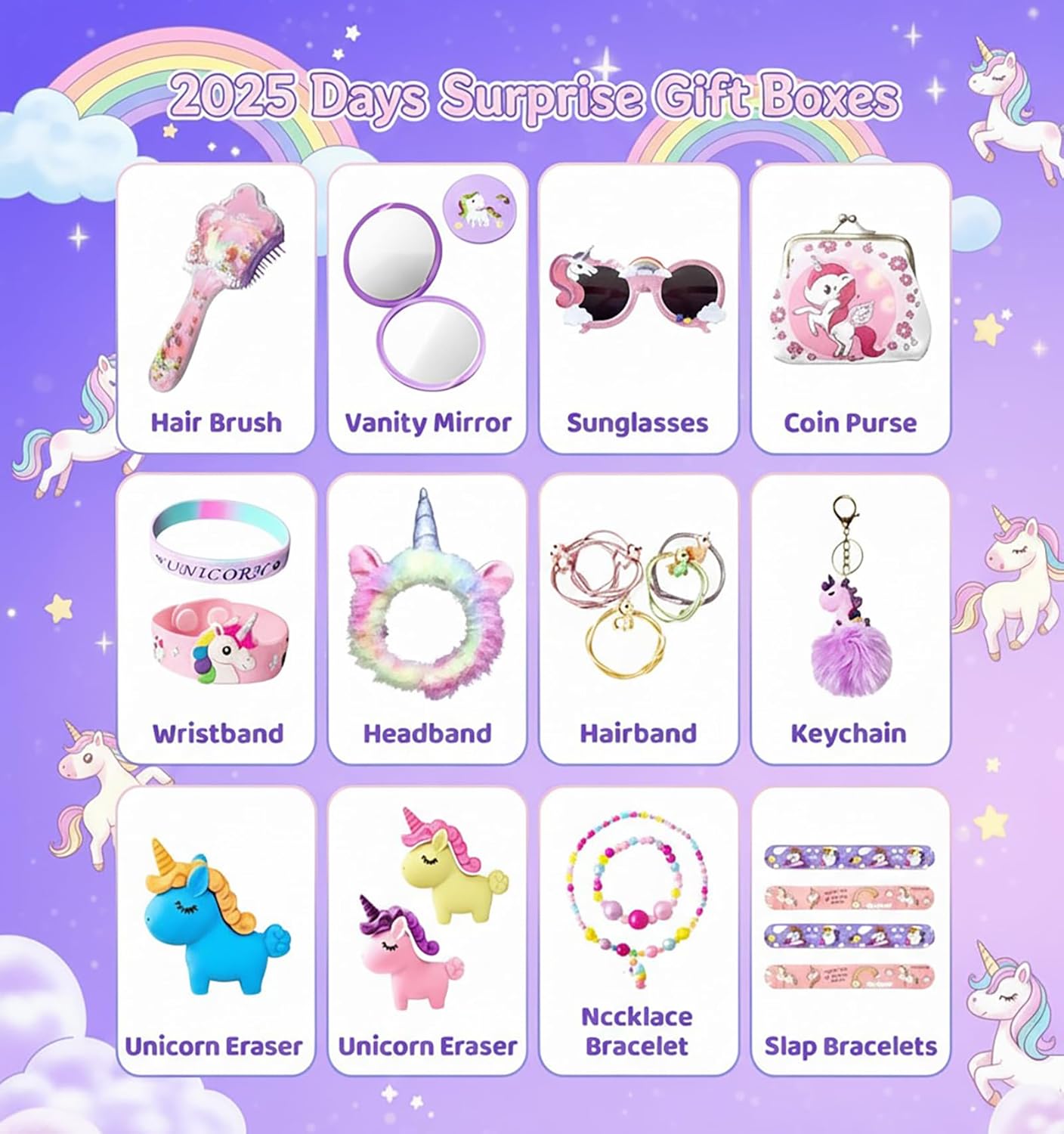 Advent Calendar 2025 Kids - Unicorn Countdown Advent Calendar for Girls, 24 Days Christmas Surprise Count Down Gifts Box for Toddlers, Xmars Gift for Daughters, Granddaughters & Nieces - Image 2