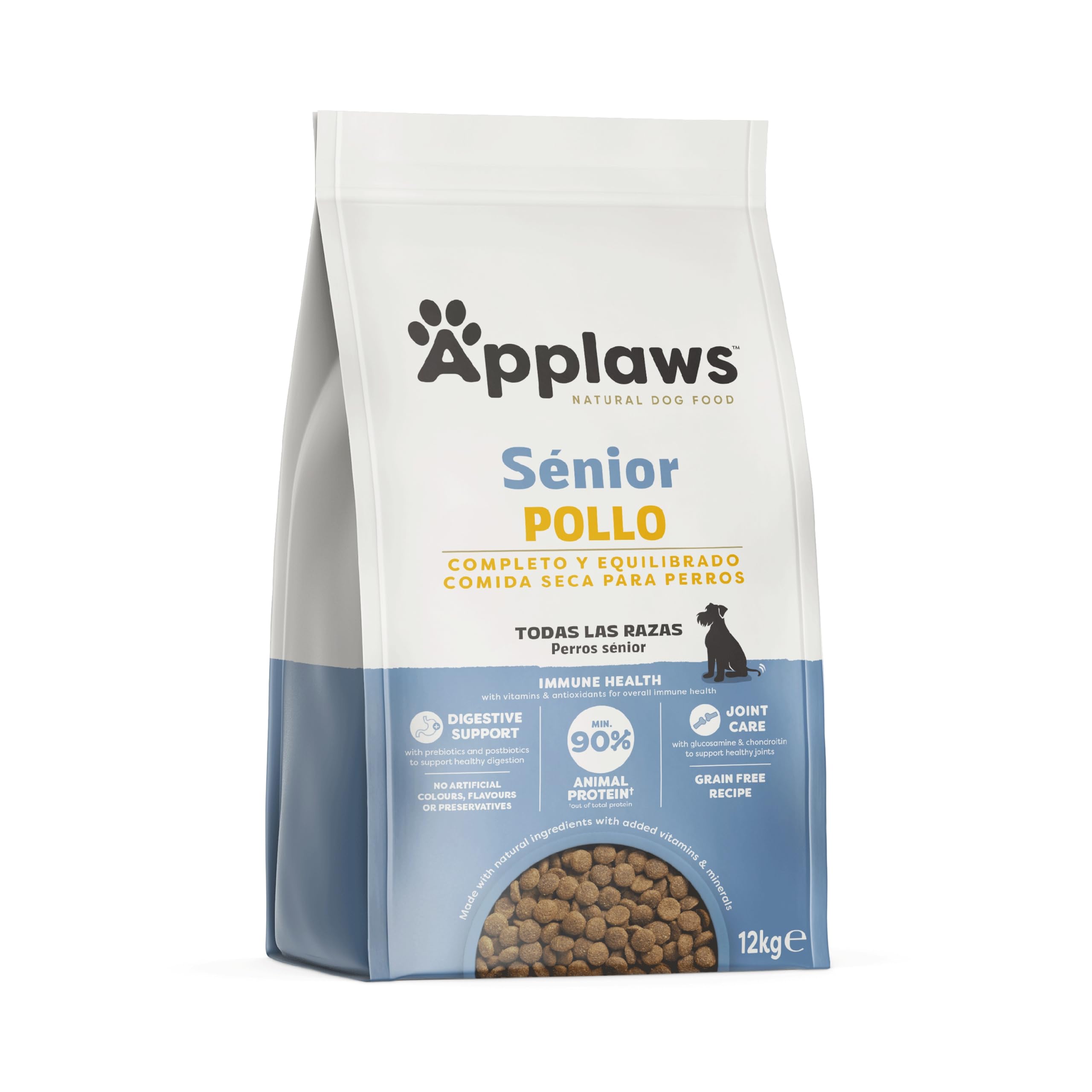 Applaws Pienso para Perros Senior 12kg – Croquetas de Pollo (1 Paquete), Sin Cereales, Alto en Proteínas, Ingredientes Naturales