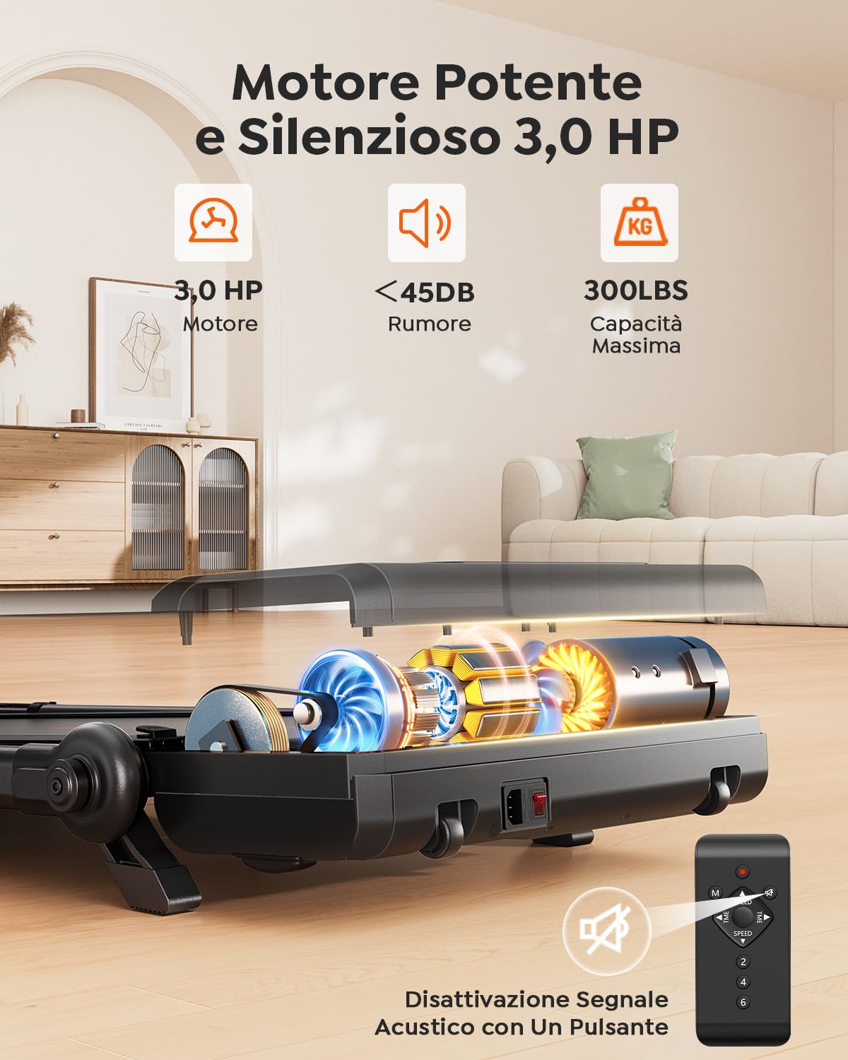 Tapis Roulant Elettrico Pieghevole 3.0HP, Walking Pad Salvaspazio con Inclinazione, Velocità 12 km/h, Doppio Corrimano, Tavolino Rimovibile, Altezza Regolabile +15 cm, Treadmill Casa/Ufficio