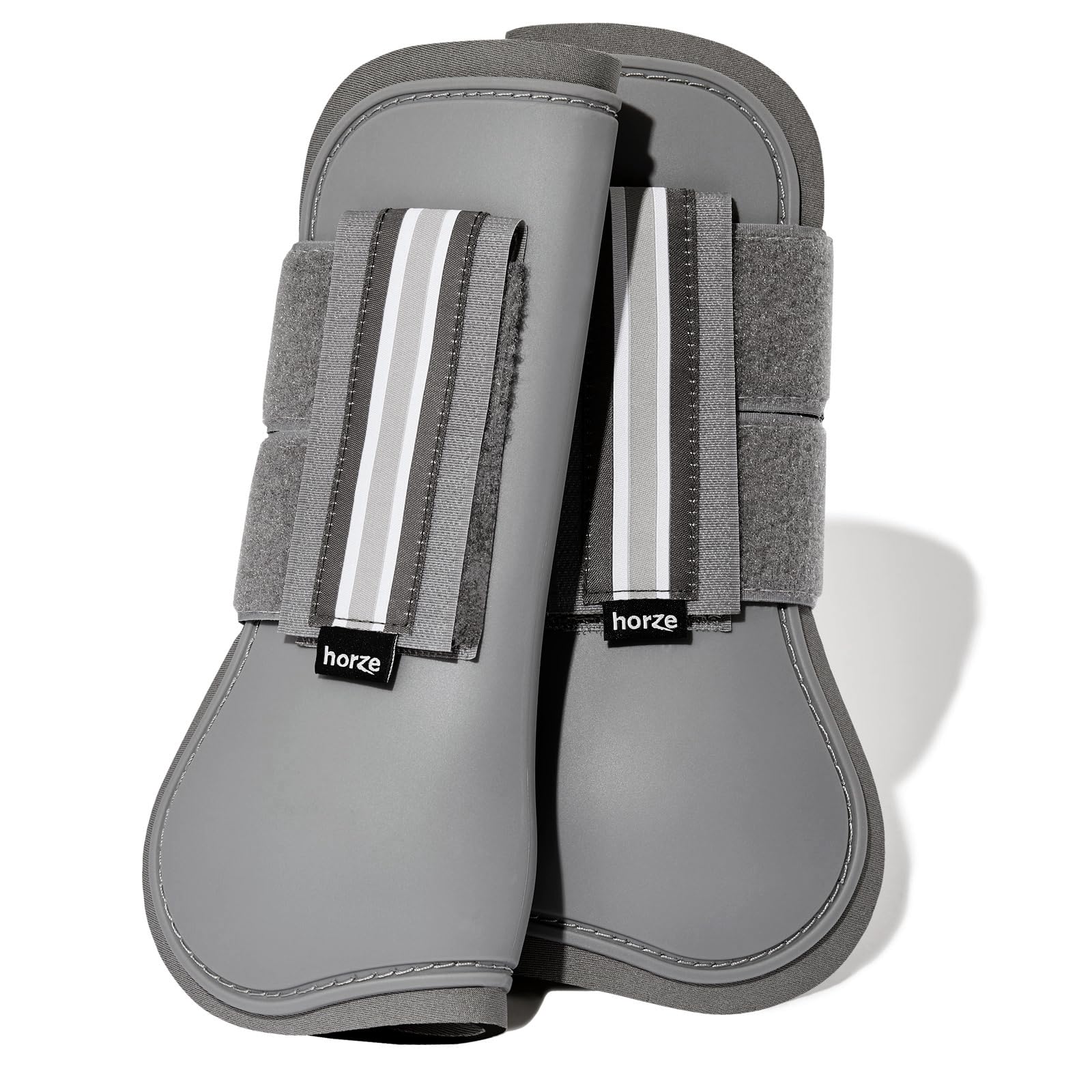 HORZE Adepto Open Front Tendon Boots | Durable Shell with Neoprene Lining - Steel Grey - Horse