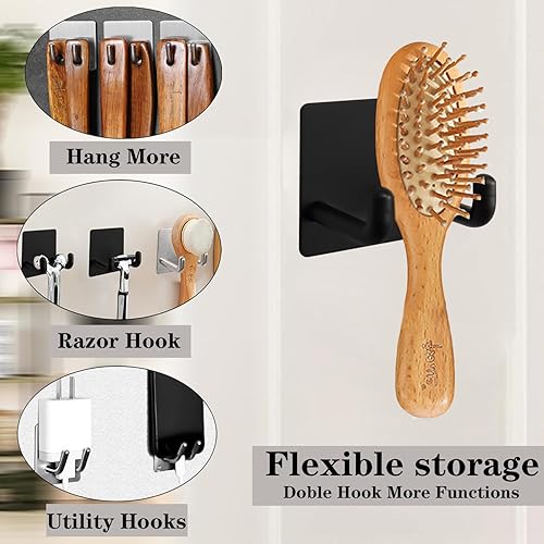 Miniatura 10 de Vanloory Ganchos para toallas de baño, paquete de 5 ganchos de doble punta, gancho resistente para bata montado en la pared, colgador de toallas de