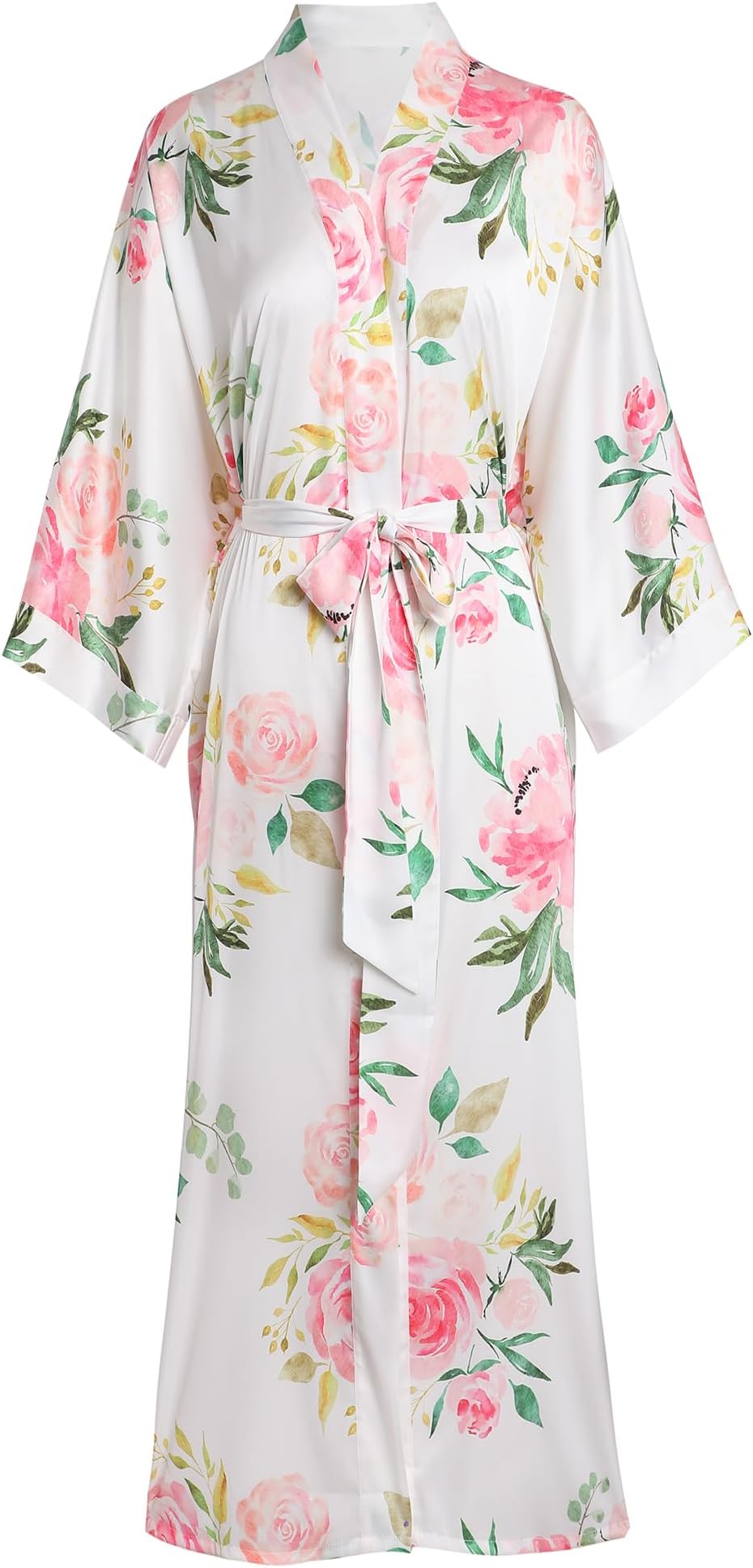 Aensso Long Soft Lightweight Silky Kimonos Robes for Women, Luxury Japanese Floral Womens Kimono Robe