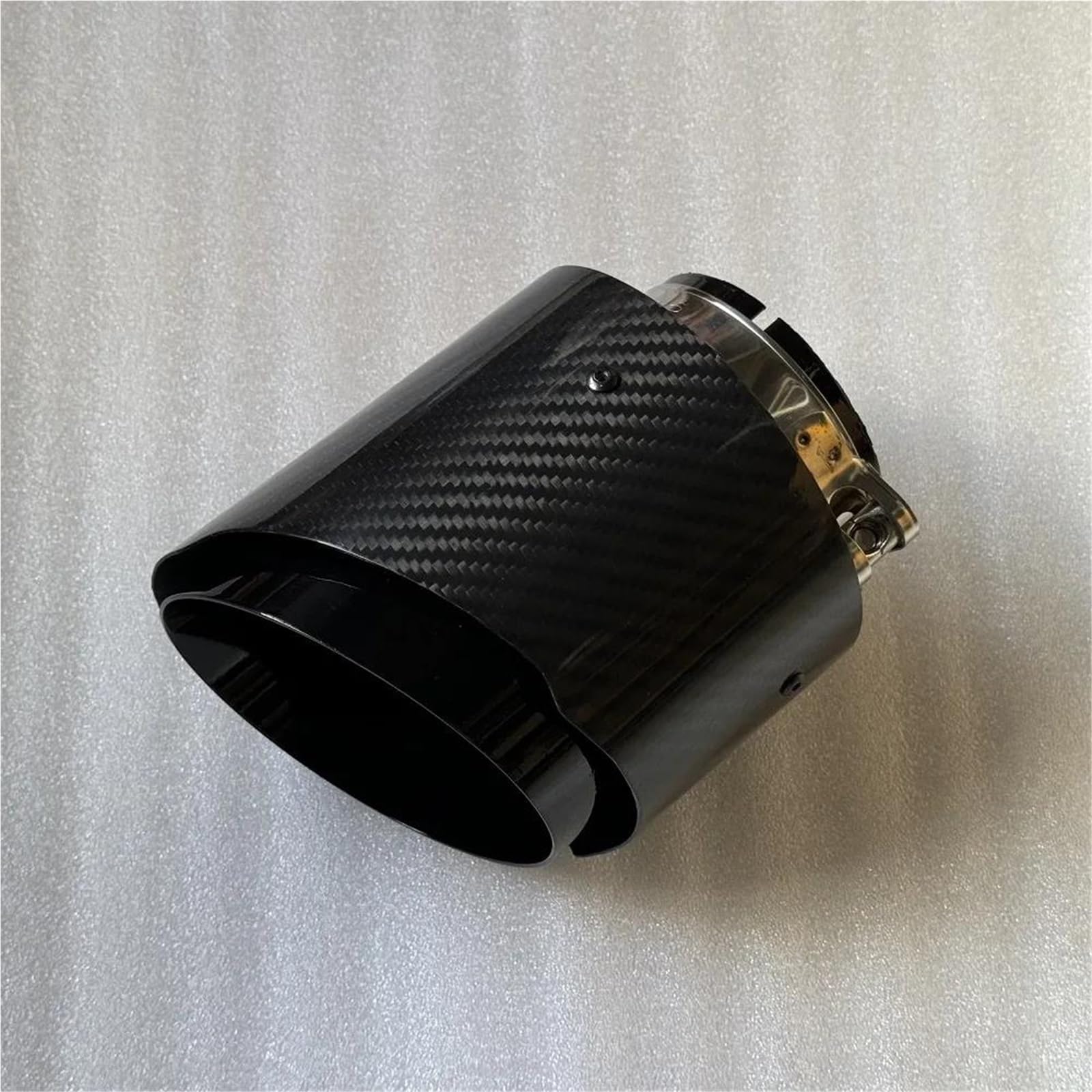 FUNFOB Embout Échappement Double Y Fibre Carbone Look | Silencieux Universel Noir Brillant 66-76mm | Tuning Voiture Esthétique