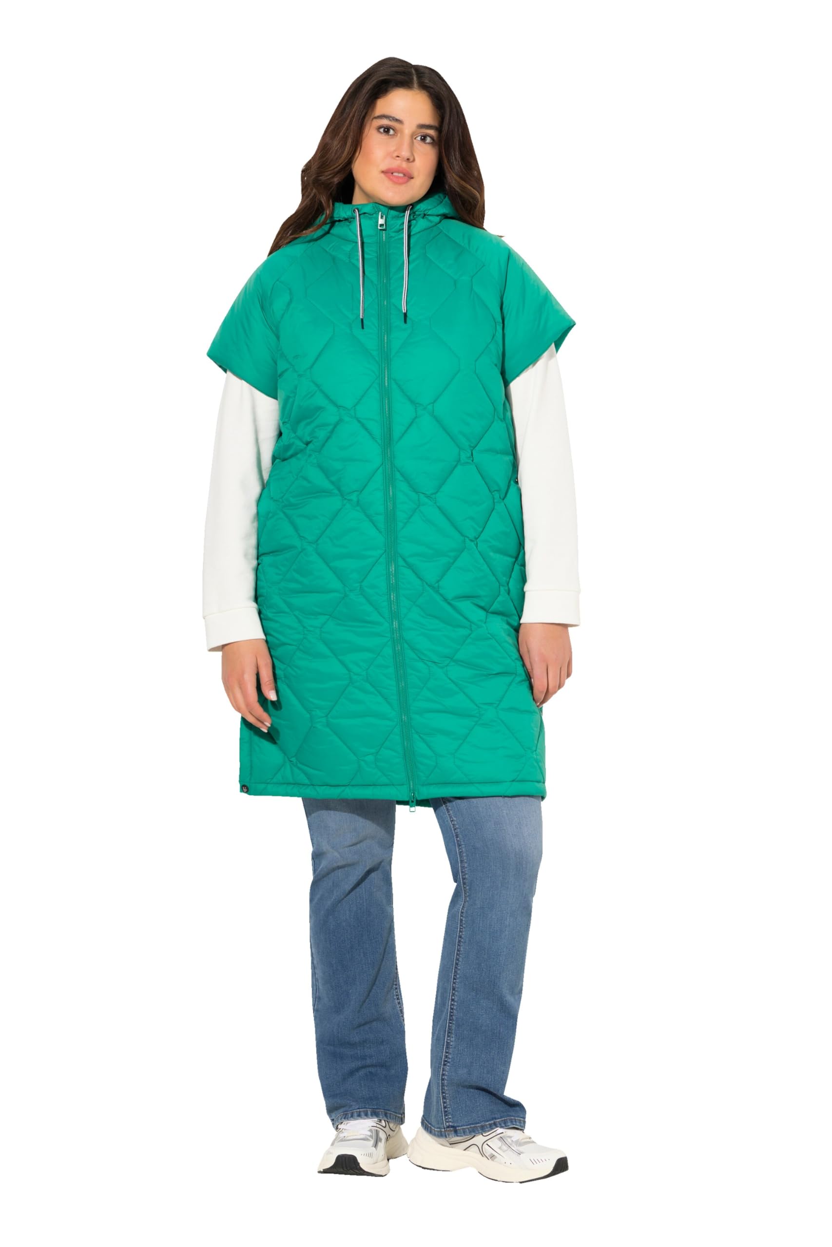 Ulla Popken Damen große Größen Übergrößen Plus Size HYPRAR Steppweste, Tunnelzug, 2-Wege-Zipper, recycelt 828834