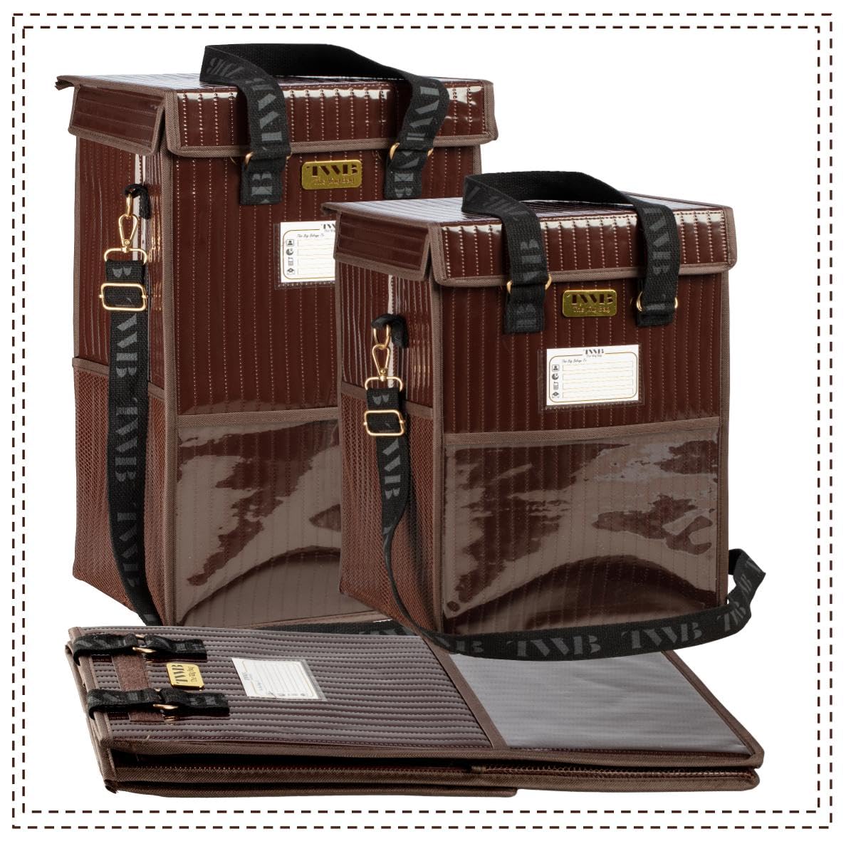 The Wig Bag - Travel Wig Case, Opens Full Size, Folds Flat, Chestnut Brown, Medium, 16" Tall