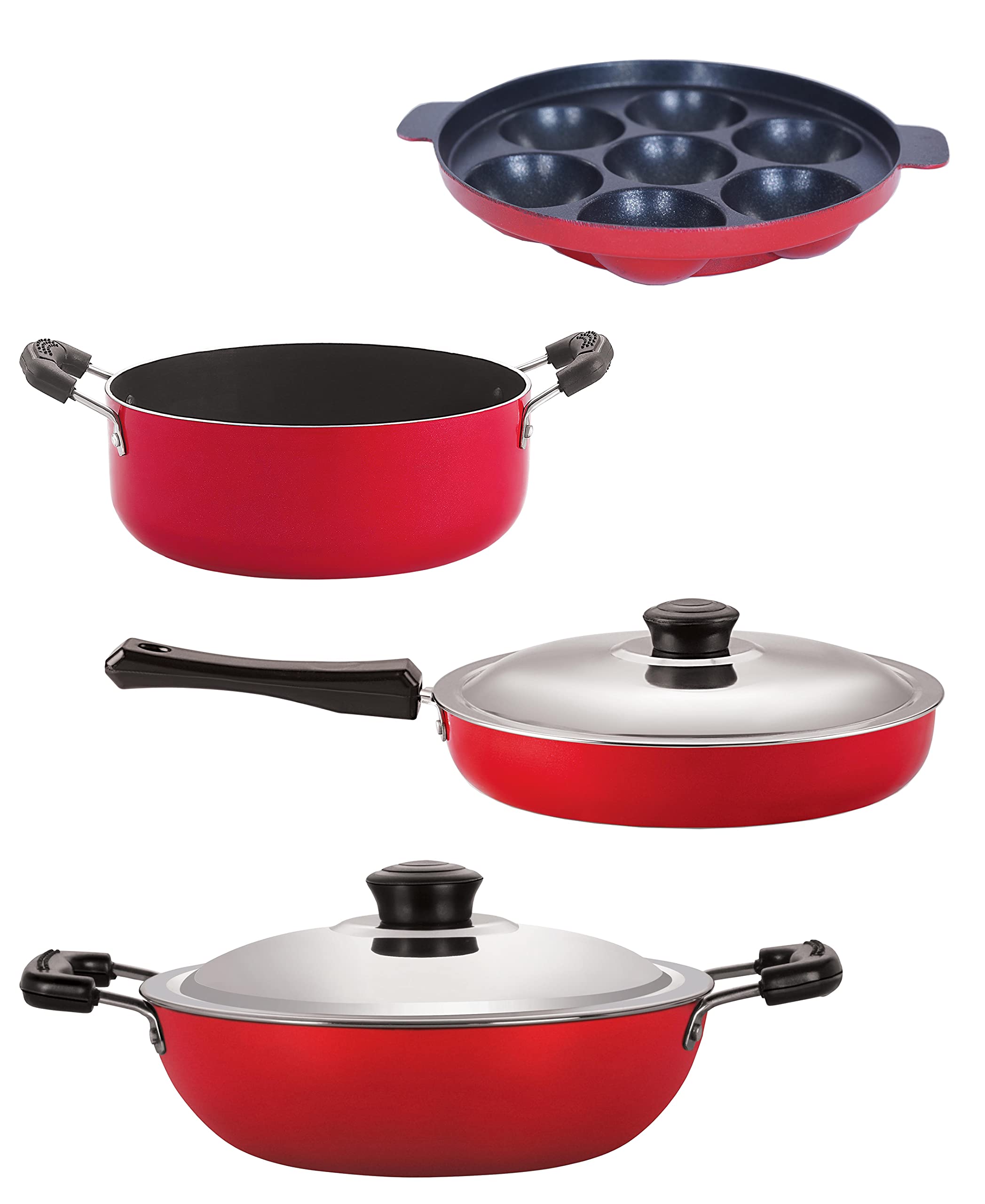 Nirlon Non Stick Kitchenware Cooking Utencil Combo Set of 4 Pieces (FP10_DKD(B)_AP7_CS24)