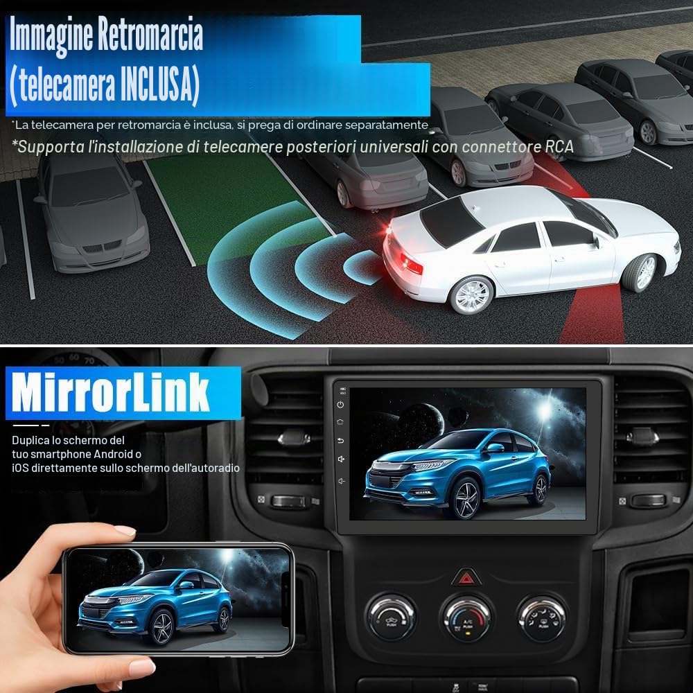 Android 14 2 Din Radio con navigazione per Hyundai i10 2014-2019- [Integrato CarPlay/Android Auto/DSP/GPS]-IPS 9 pollice Touch screen-DAB/Bluetooth 5.0/Controllo del volante