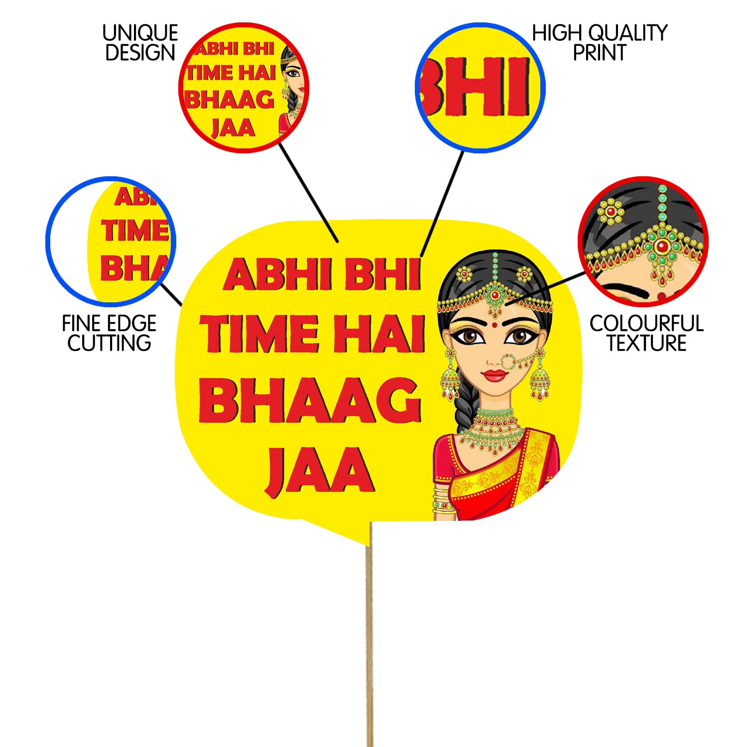 Party Propz Wedding Photobooth Props for Bride - 27 Pcs Haldi Props for Bride and Family | Haldi Cutouts for Groom and Family | Bachelorette Party Props | Mehendi Props for Wedding (Cardstock) 2