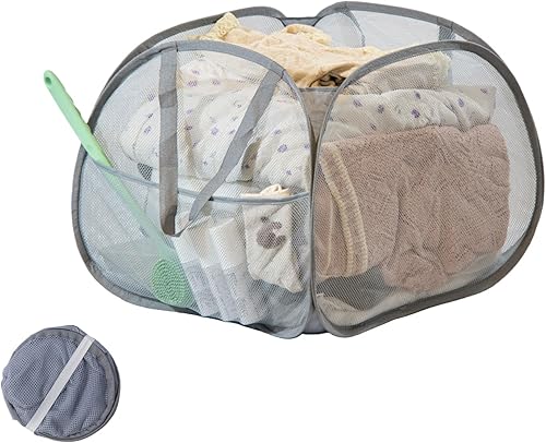 hedonlee Cesta plegable para la ropa sucia, 90L, plegable, con asas, malla cuadrada y horizontal para ropa sucia, para lavandería, baño, habitación hedonlee Cesta plegable para la ropa sucia, 90L, plegable, con asas, malla cuadrada y horizontal para ropa sucia, para lavandería, baño, habitación