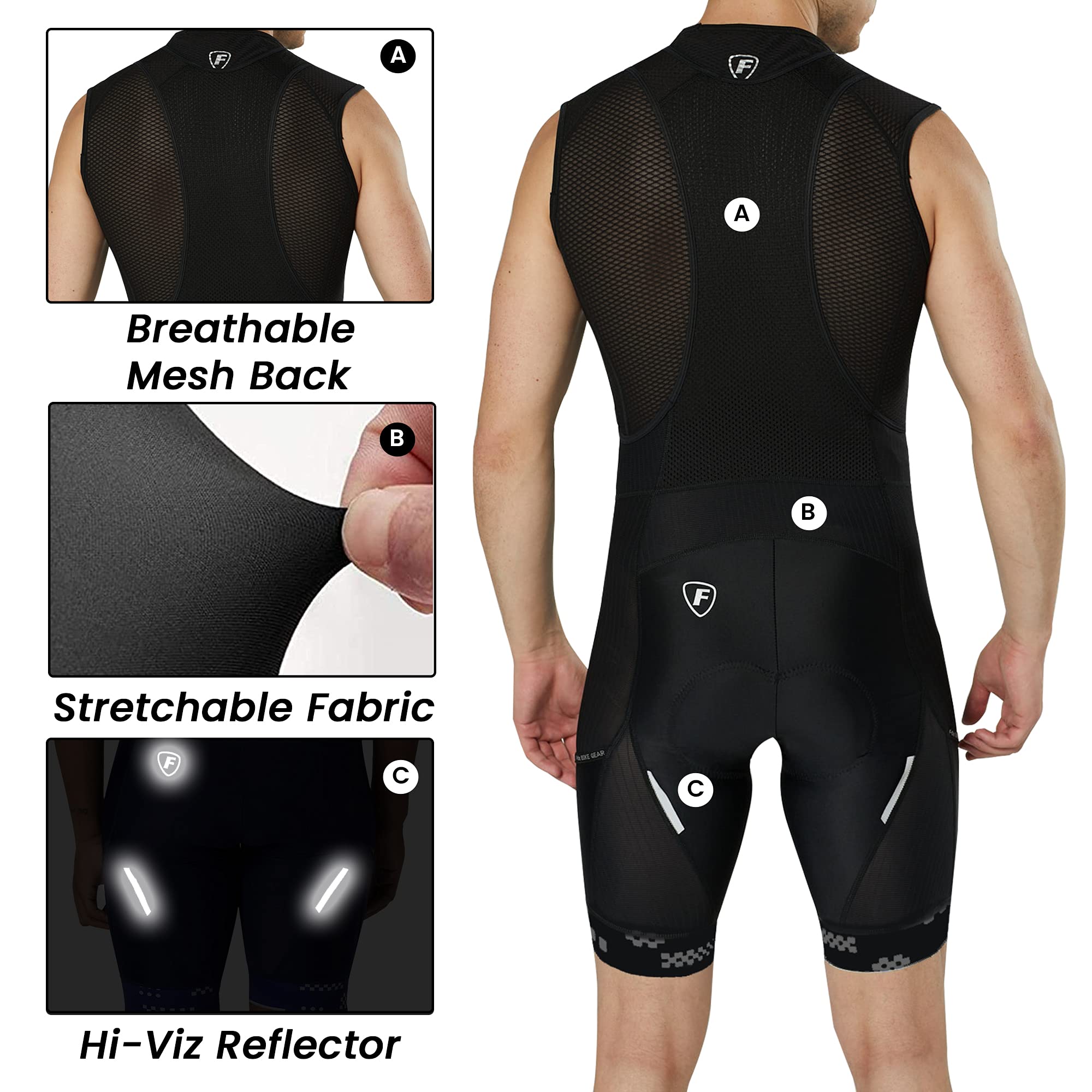FDX Culotte Corto Hombre, Mallas de Ciclismo con Acolchado de Gel 3D, Tirantes de Malla y Bandas de Silicona, Transpirables para Verano y Ajuste Profesional
