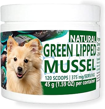 Green Lipped Mussel Powder for Dogs, All-Natural Hip & Joint Support Dietary Supplement Formula for Dogs 120 Servings