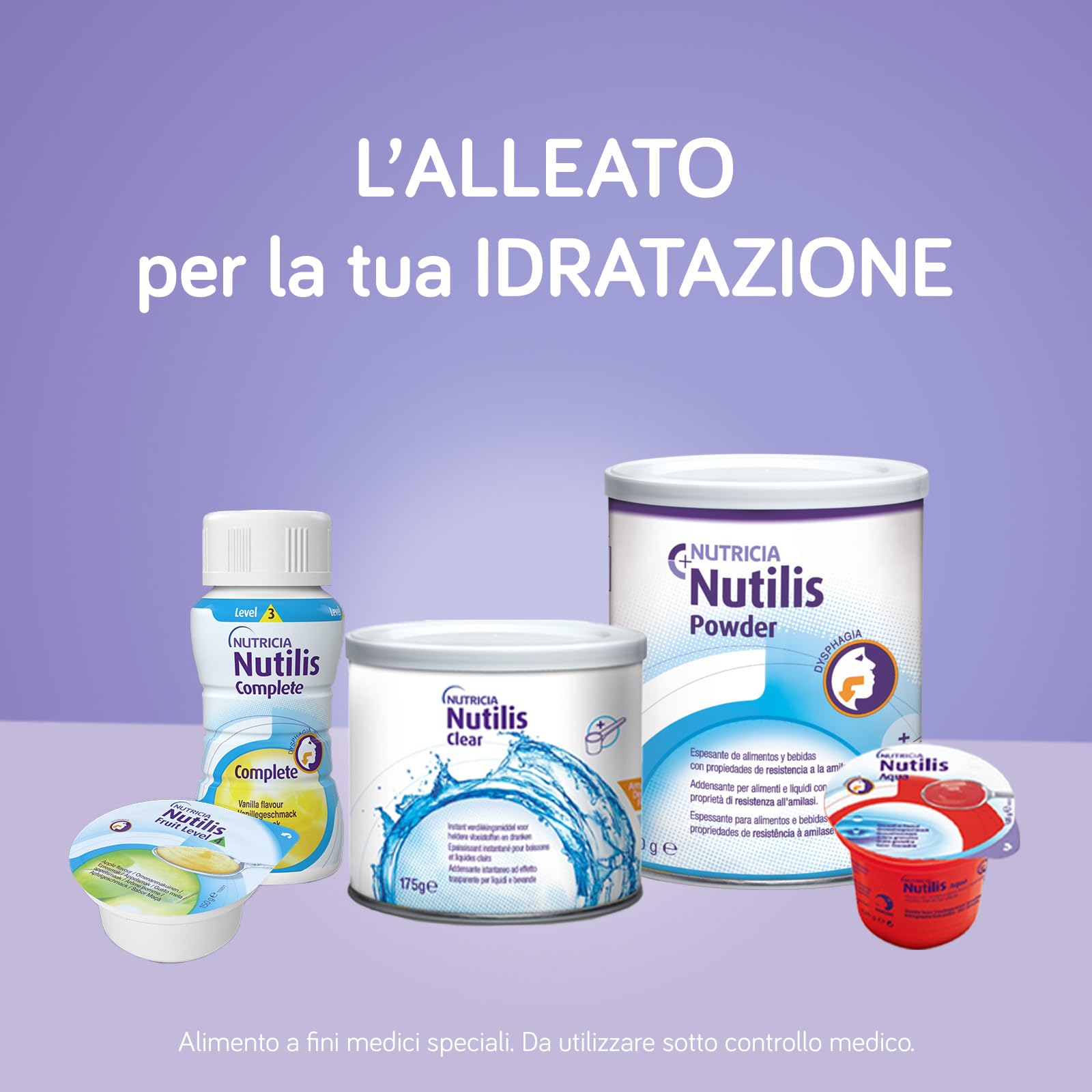 NUTILIS CLEAR - Addensante in Polvere, Insapore e Incolore, indicato per la Gestione Dietetica della Disfagia o Problemi di Masticazione, Alimento a Fini Medici Speciali, Gusto Neutro - 175g