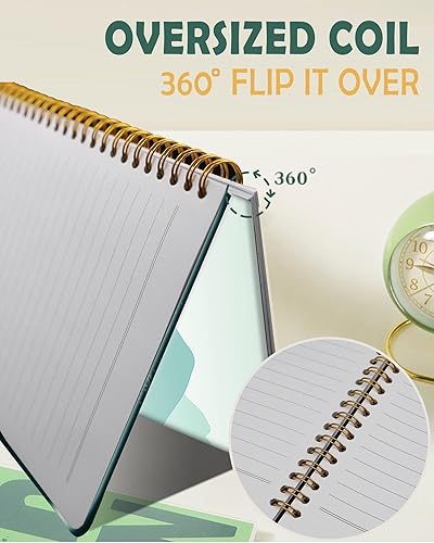 Miniatura 5 de Cuaderno de escritura en espiral a rayas, diario universitario forrado de tapa dura A5 para mujeres y niñas, encuadernación de doble alambre fuerte