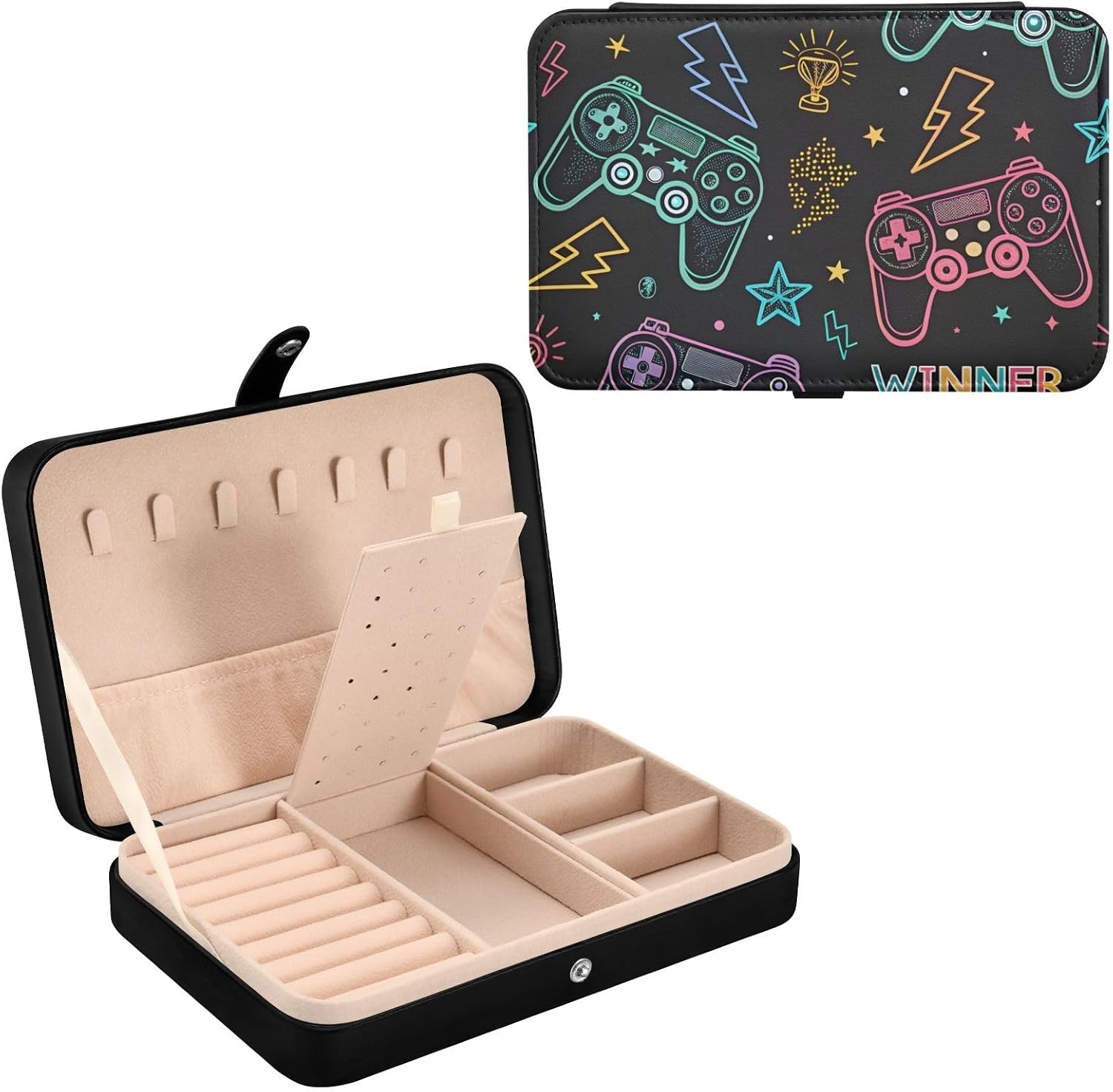 Jewelry Case Gaming Controller Gamepad Small Travel Jewelry Box, Portable Mini Travel Case Organizer Storage Holder Boxes for Women and Girls