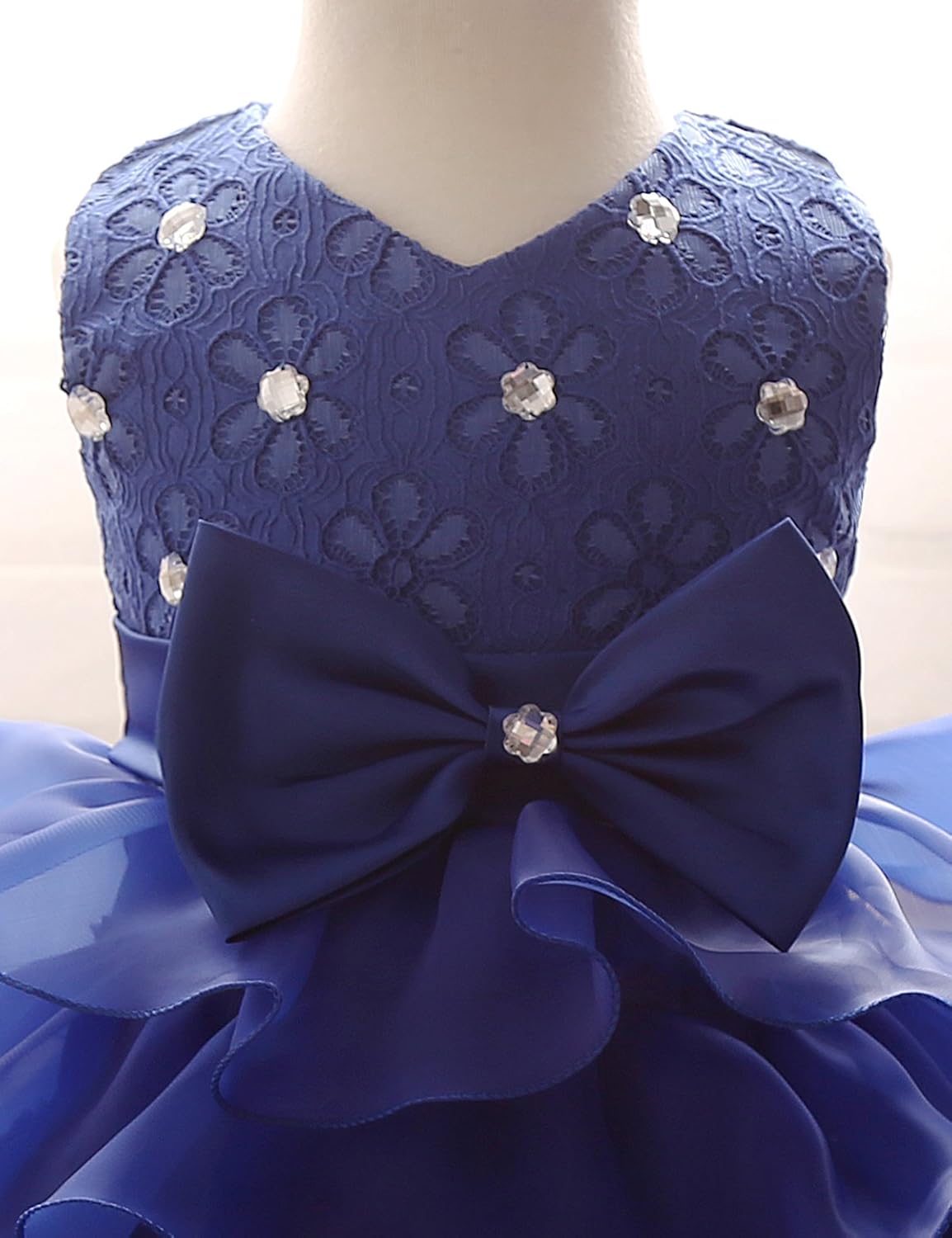 NNJXD Girl Dress Kids Ruffles Lace Party Wedding Dresses 0-6 Months Blue