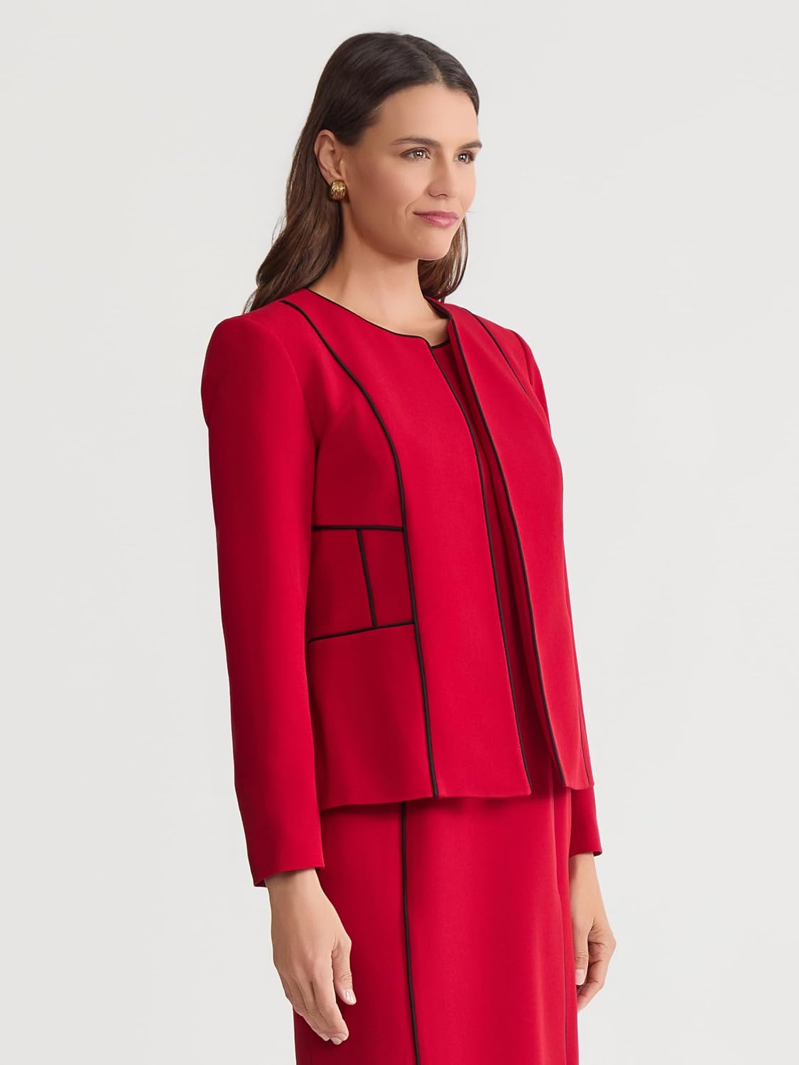 Kasper Women's Open-Front Corded Trim Blazer