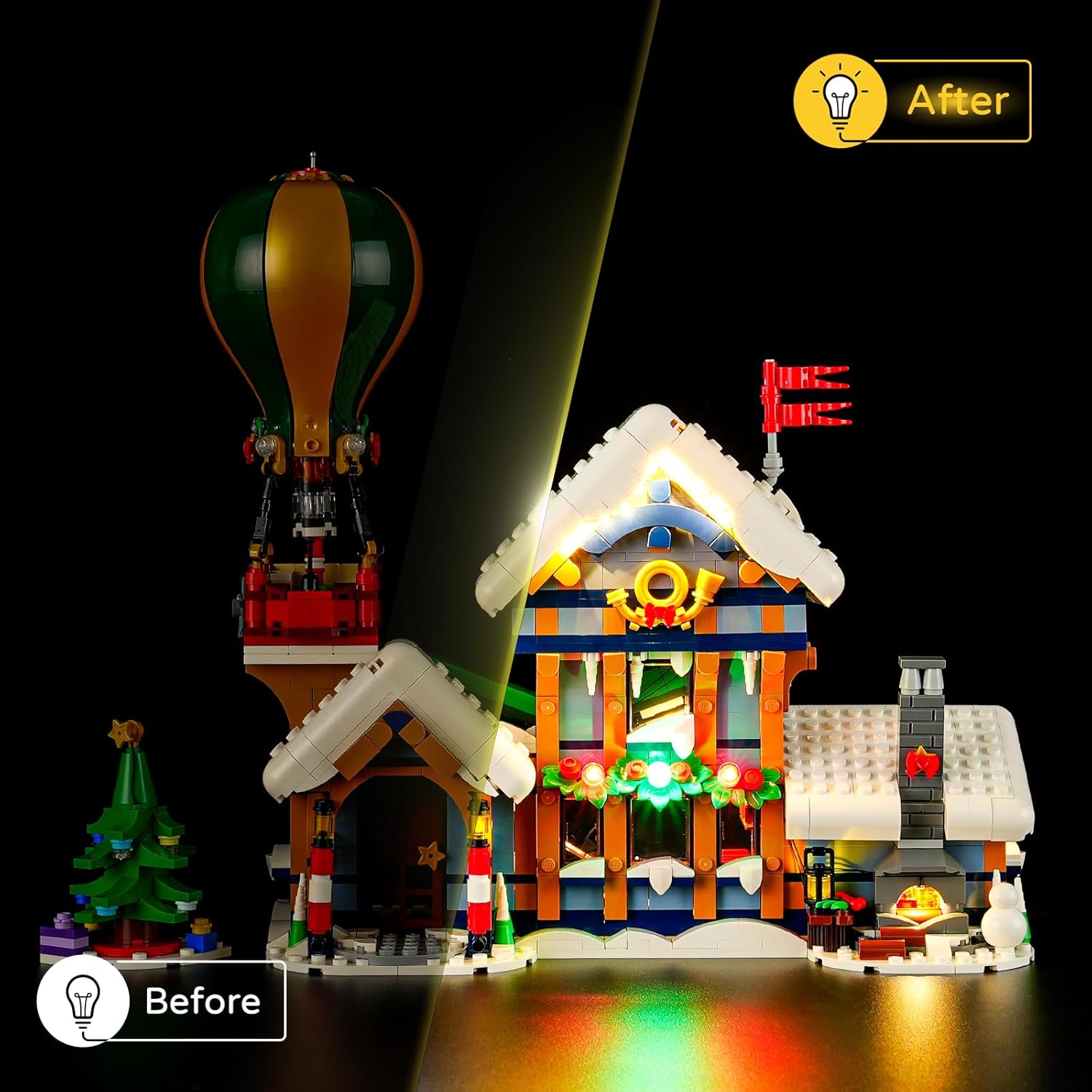 YEABRICKS LED Light for 10339 Icons Santa's Post Office Building Blocks Model (Building Set NOT Included)