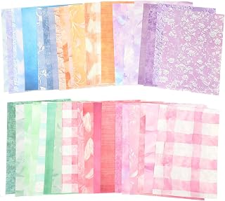 48 Sheets Scrap Book Paper, Pastel paper and Mesh Fabric Assorted Set, Vintage Mesh Fabric Craft Kit for Planner Bullet Junk Journal Supplies, Scrapbook Photo Album Decor (7x5 Inches)