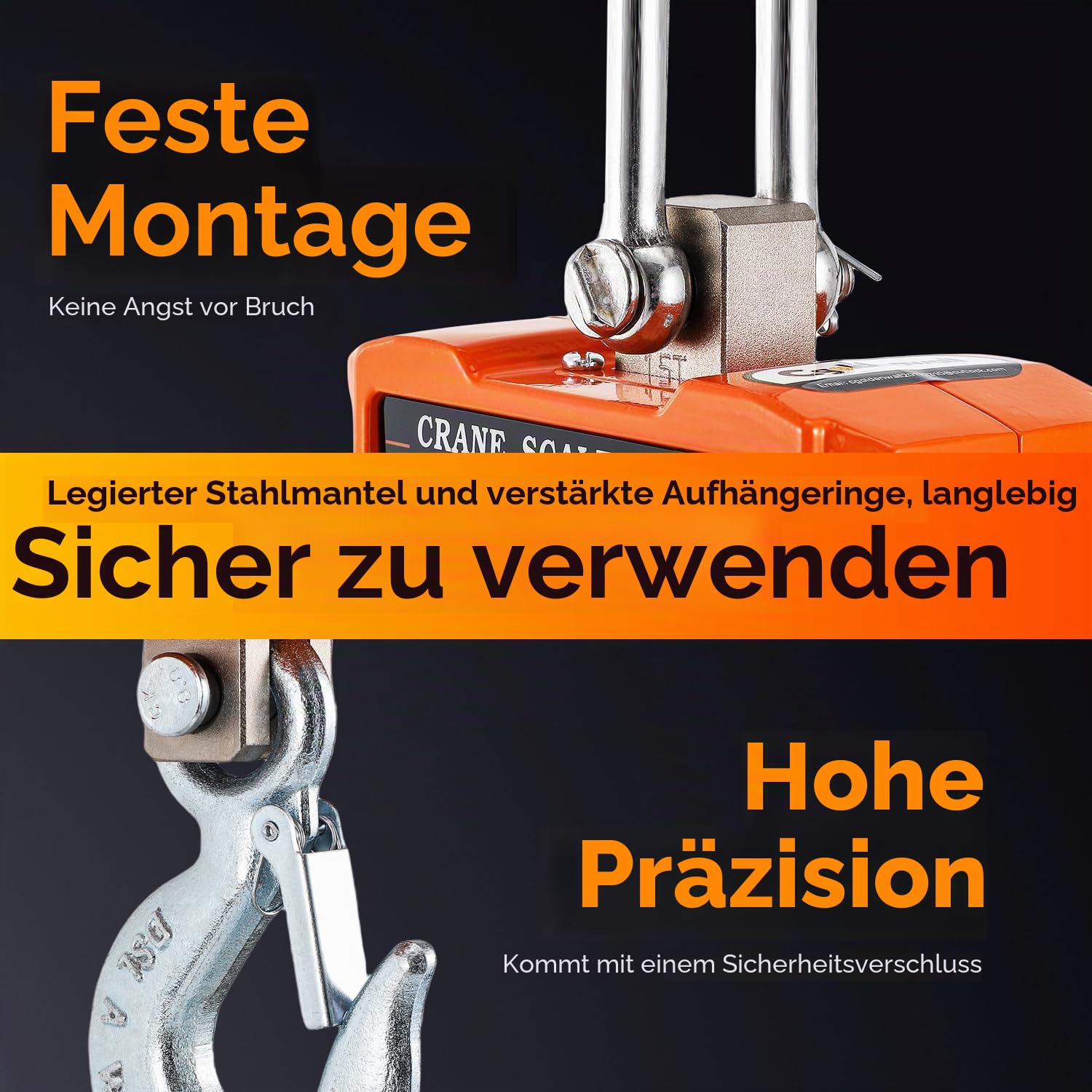 CGOLDENWALL Digitale Kranwaage 1000kg/2200lb, Industrielle Hängewaage mit Umschaltbarem kg/lb/N, LCD-Hintergrundbeleuchtung - Hebezeug-Hakenwaage Ideal für Bauernhöfe, Jagd und Viehzucht