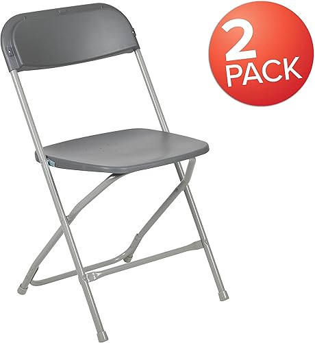 Miniatura 3 de Flash Furniture Hercules Series - Silla plegable de plástico, color gris, paquete de 2, capacidad de peso de 650 libras, cómoda silla para eventos,