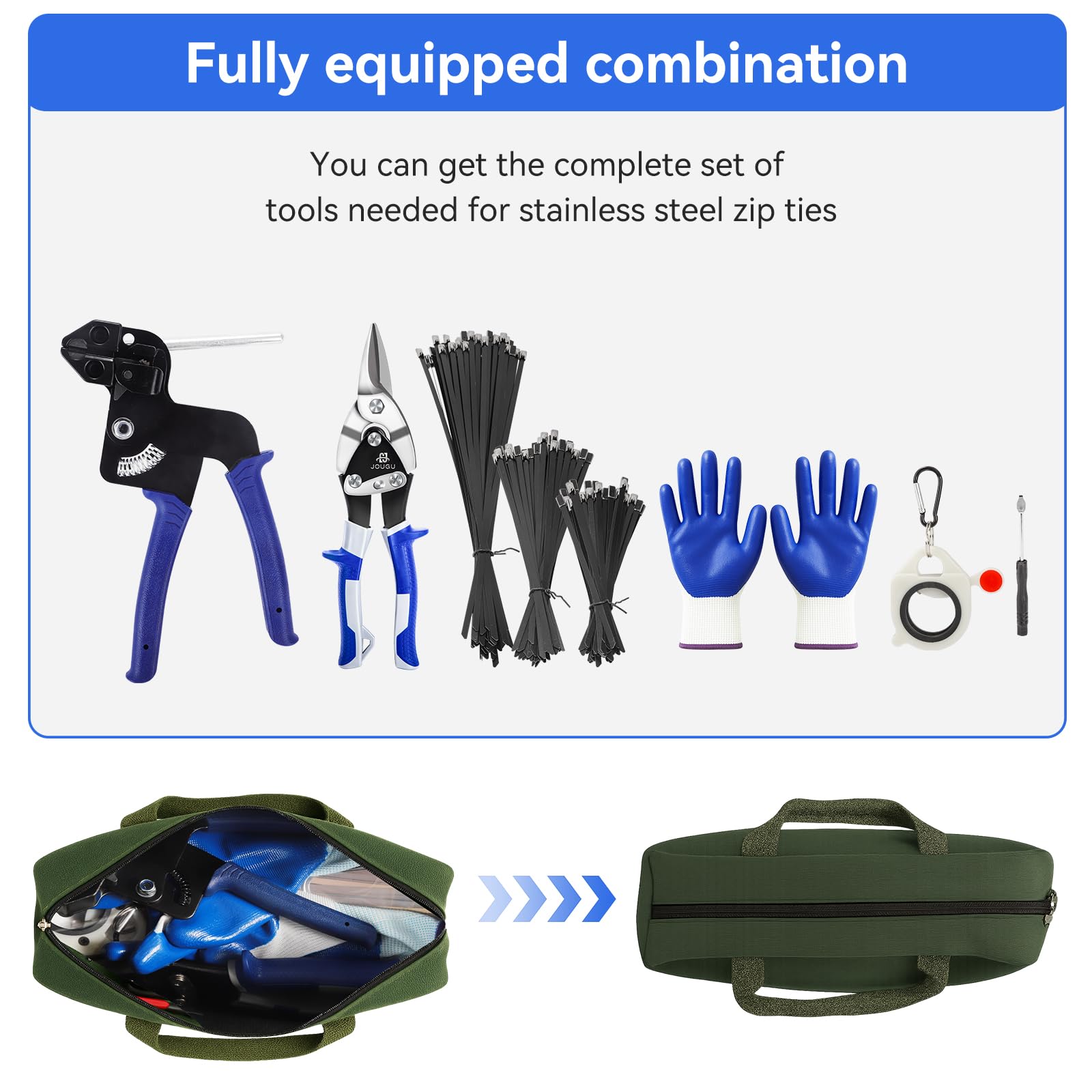 Metall-Kabelbinder-Set, Kabelbinder-Set, Sortiment mit 150 schwarzen Edelstahl-Kabelbindern, strapazierfähig, für den Außenbereich, für Kettenglieder, Zaunteile, Auspufffolie