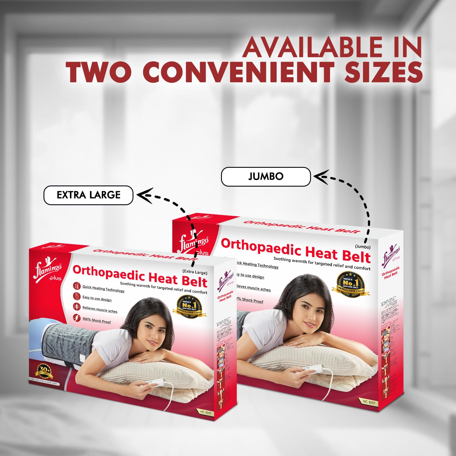 Flamingo Plus Orthopaedic Heating Pad - JUMBO SIZE for Back Pain & Period Cramps Relief – Heat Belt with Temperature Controller | 2-Years Warranty | Ideal Gift for Women, Parents & Loved Ones | 41 Cm X 31.5 Cm | - Image 8 thumbnail