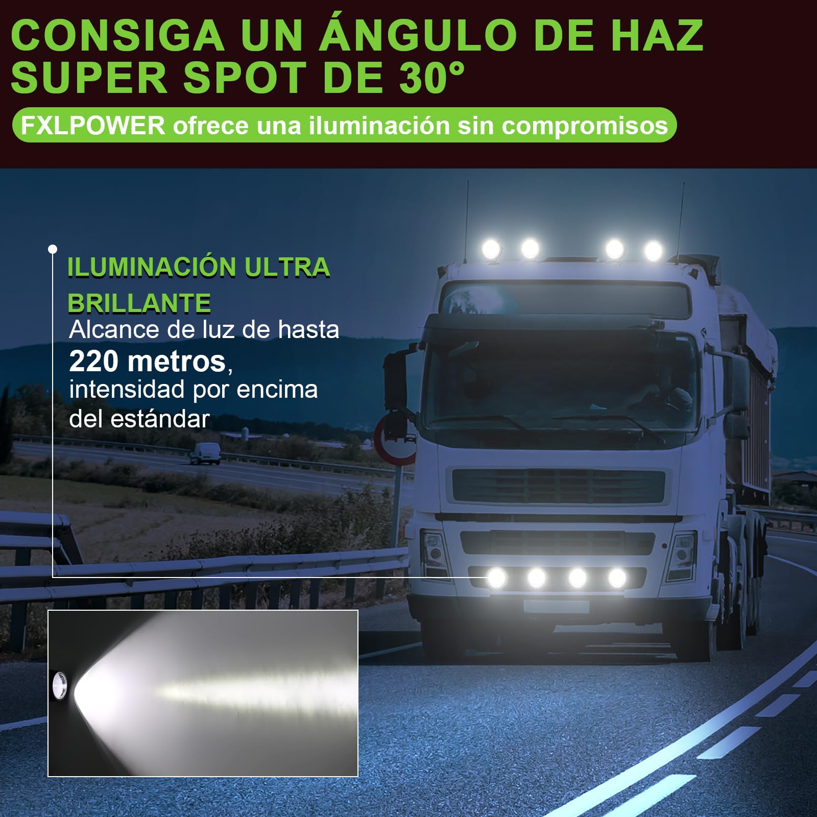 2 Pcs Faro de trabajo led de Coche 12V, 3.8 pulgadas 30W Foco de luz concentrada 3000lm 6000K IP68 Impermeable Off-road Foco para Pickups Tractors Excavators Camión Barco SUV