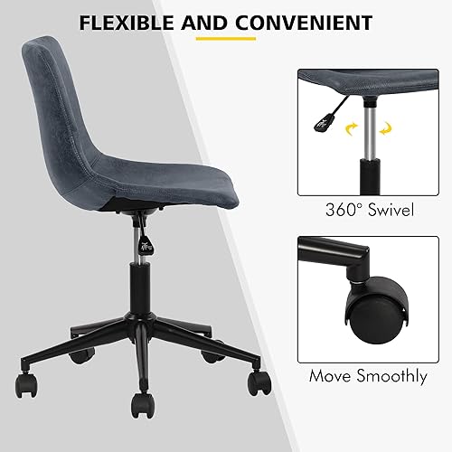 Miniatura 5 de GOTMINSI Silla de oficina, juego de 1 sillas de escritorio ajustables giratorias para oficina en casa, silla de cuero sin brazos, asiento de cubo,