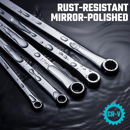 Miniatura 7 de DURATECH Juego de llaves de trinquete extralargas, 9 piezas, acero al cromo vanadio, con organizador de herramientas