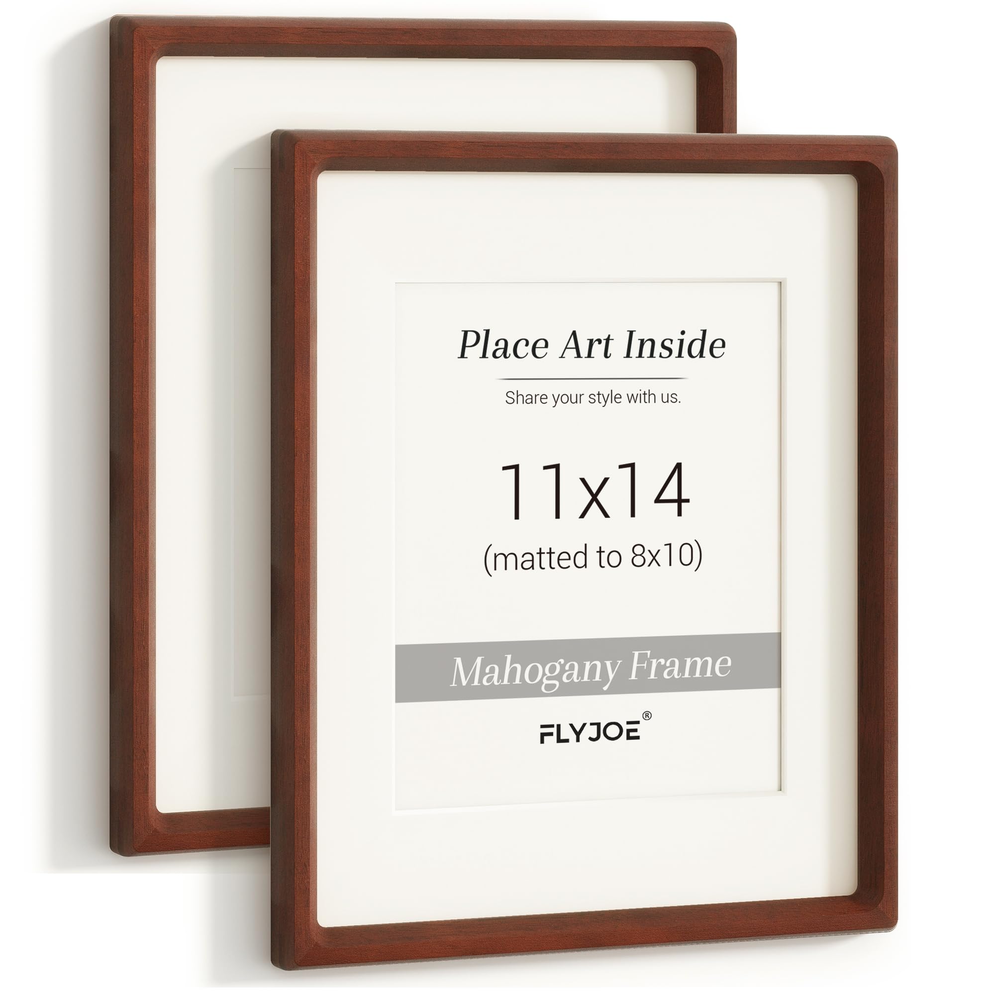 Cadre Photo 27x35 cm Bois Massif Acajou Lot de 2 Cadres Muraux avec Passe-Partout