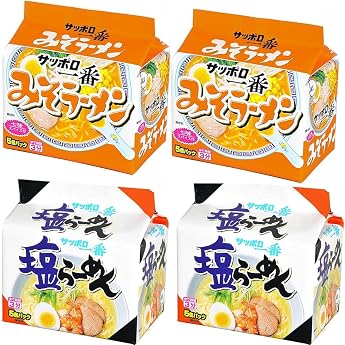 5-Pack Bag Ramen 2 Varieties x 2 (Miso Ramen x 2, Salt Ramen x 2) [Set Purchase]