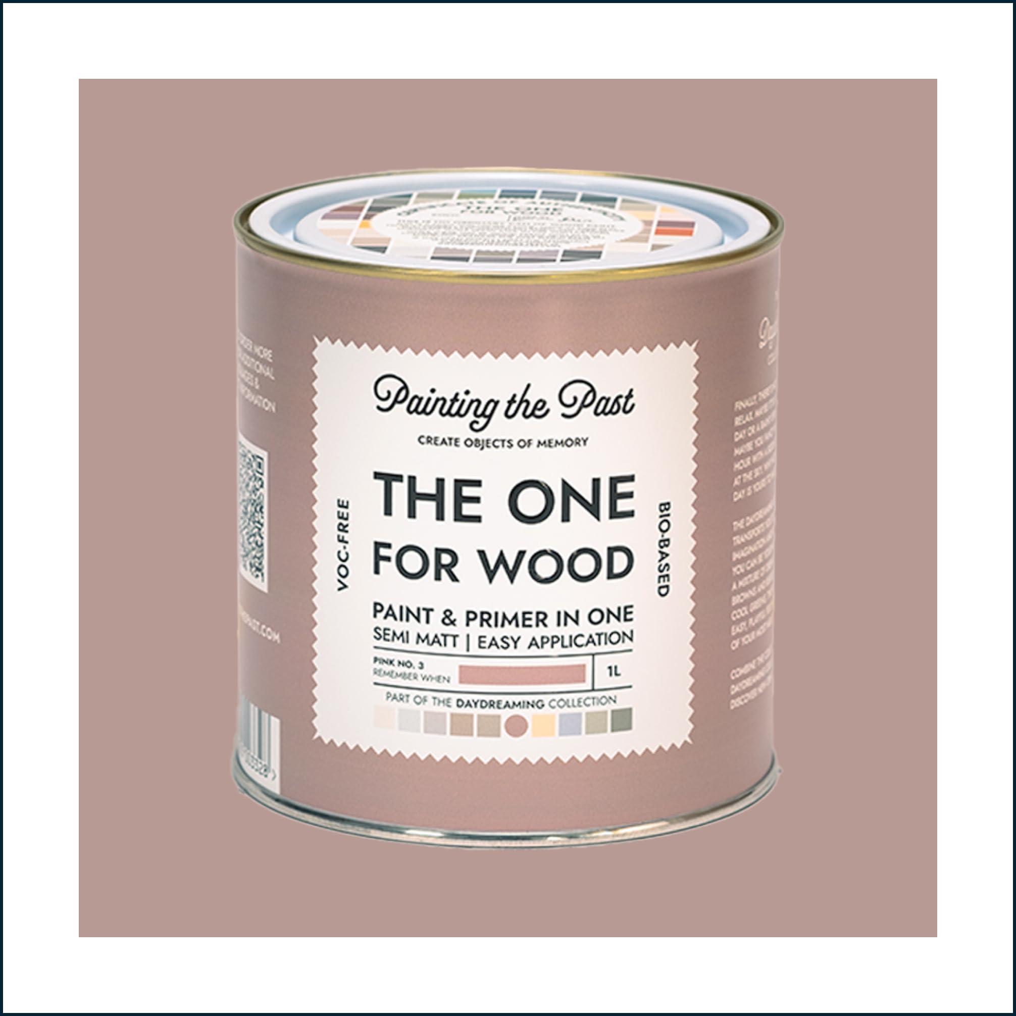 The One for Wood Paint & Primer 1L Pink No. 3 Remember When... | Semi Matt Finish, Bio-Based & VOC-Free Formula for Wooden Furniture & Surfaces | Durable & Easy Indoor Home Decorating