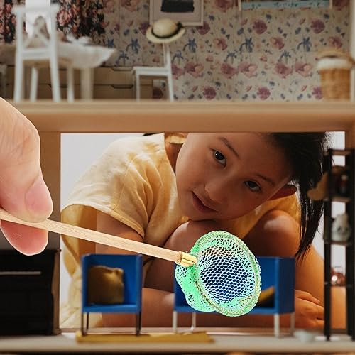 Miniatura 4 de 1 juego de red de pesca en miniatura, modelos de caña de pescar para casa de muñecas 112, jardín, playa, estanque (azul cielo)