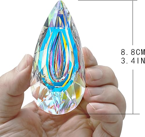 Miniatura 2 de HDCRYSTALGIFTS Juego de prismas de cristales de 0.114 in3.5 pulgadas para colgar en la ventana, piezas de araña de interior, fabricante de arco iris