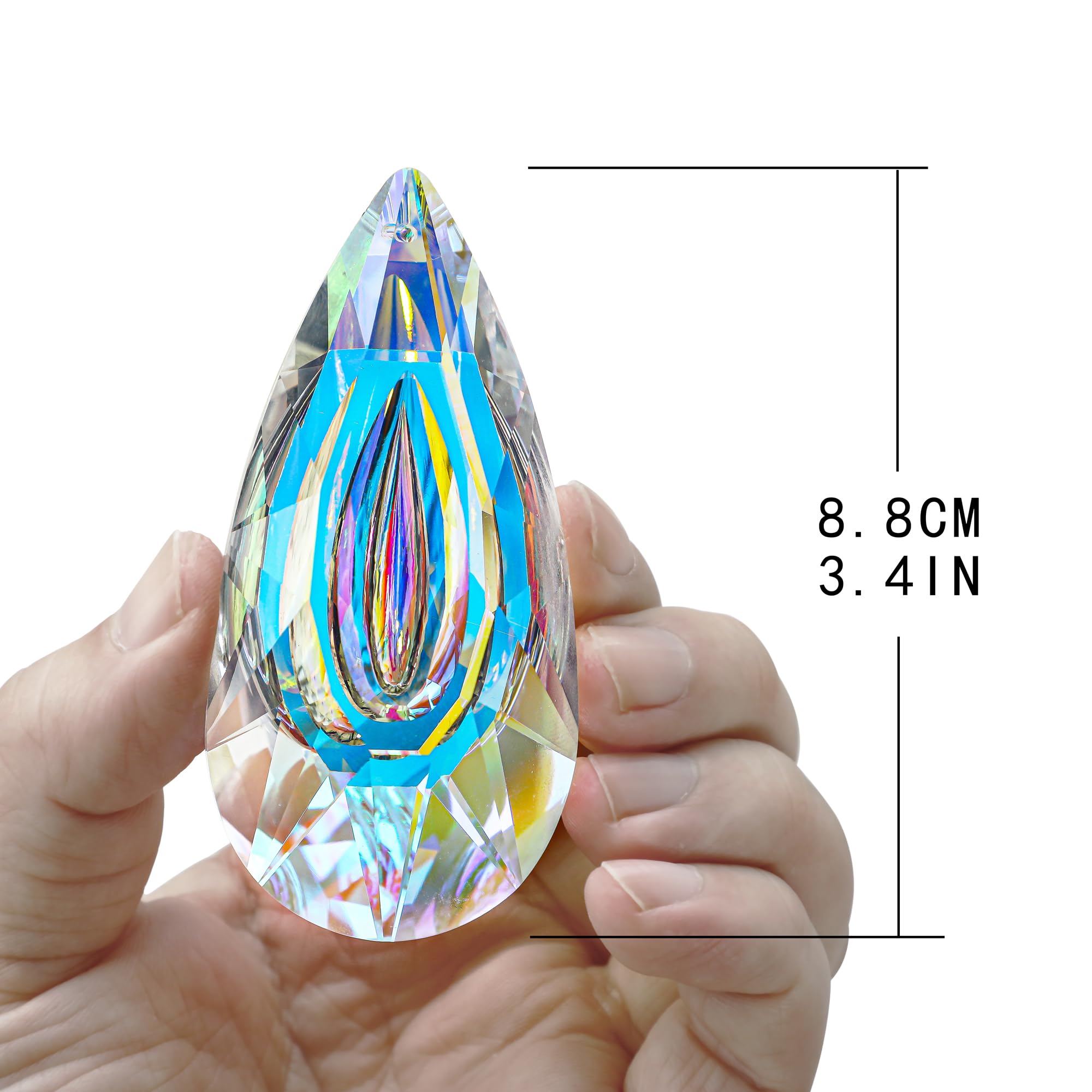 HDCRYSTALGIFTS Crystal Prisms Suncatchers Hanging Window Indoor Rainbow Maker Crystals for Home Garden Decoration Glass Ornaments for Christmas Tree 89mm 2 Pack - Image 2