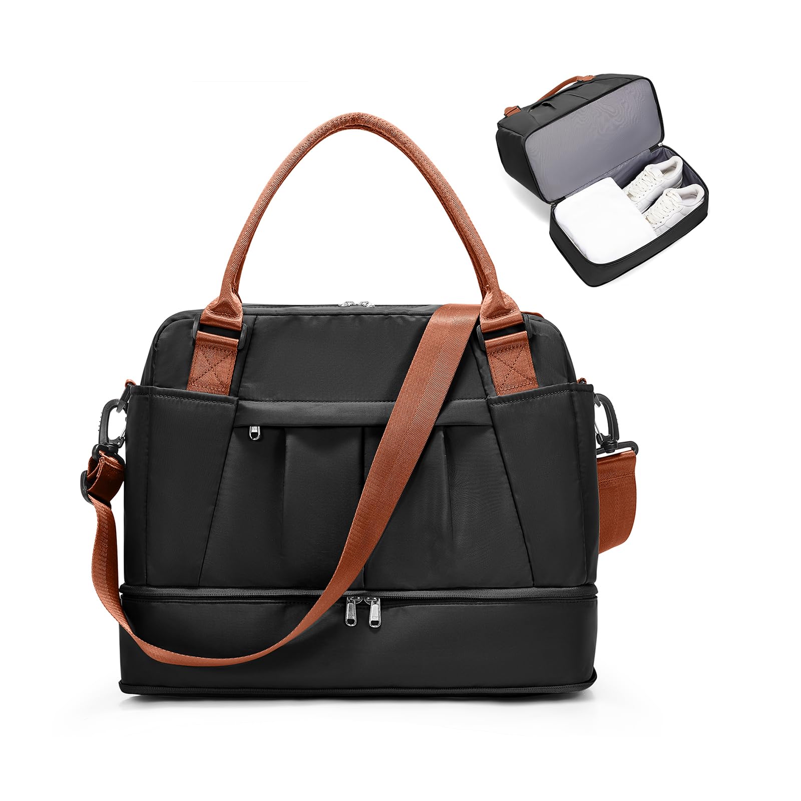 SEAFEW Bolsa de Viaje 40x20x25 para Ryanair,Impermeable Bolsa de Deporte para Gimnasio,Bolsa de Mano Equipaje de Fin de Semana 40x30x20 para Mujer,Bolso de Natación para Playa,D15-Gris Claro — view 62