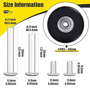 Luggage Suitcase Replacement Wheels 50mm 4 Pieces Suitcase Wheels Replacement Wheel (50 * 22)