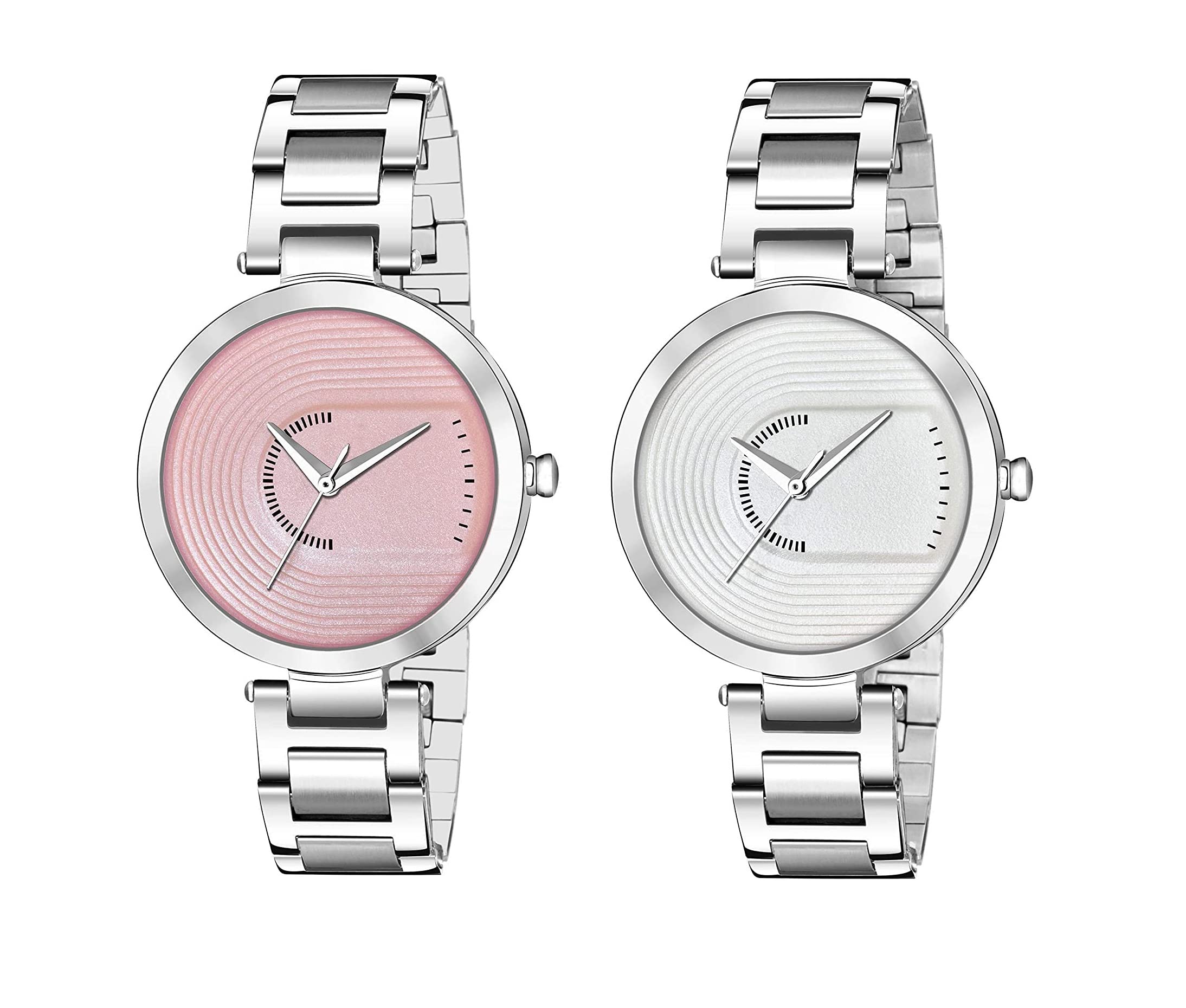 Watch City Analog Watch Womens Watch Round Dial and Stainless Steel Belt (Combo) (Set of 2) Pink White (B0BFX8PWPZ) Amazon Price History, Amazon Price Tracker