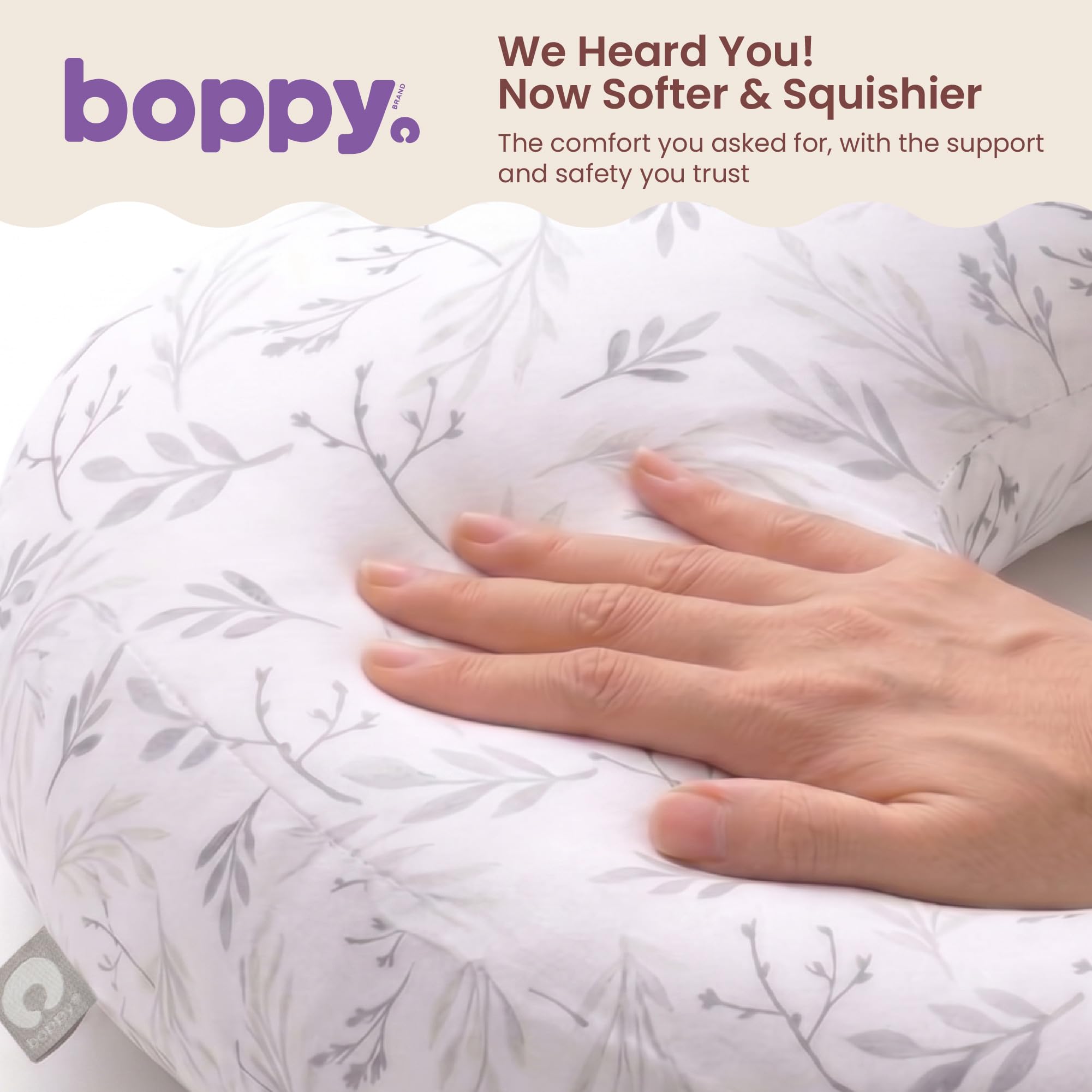 Boppy Cuscino per allattamento, fodera in cotone biologico, supporto