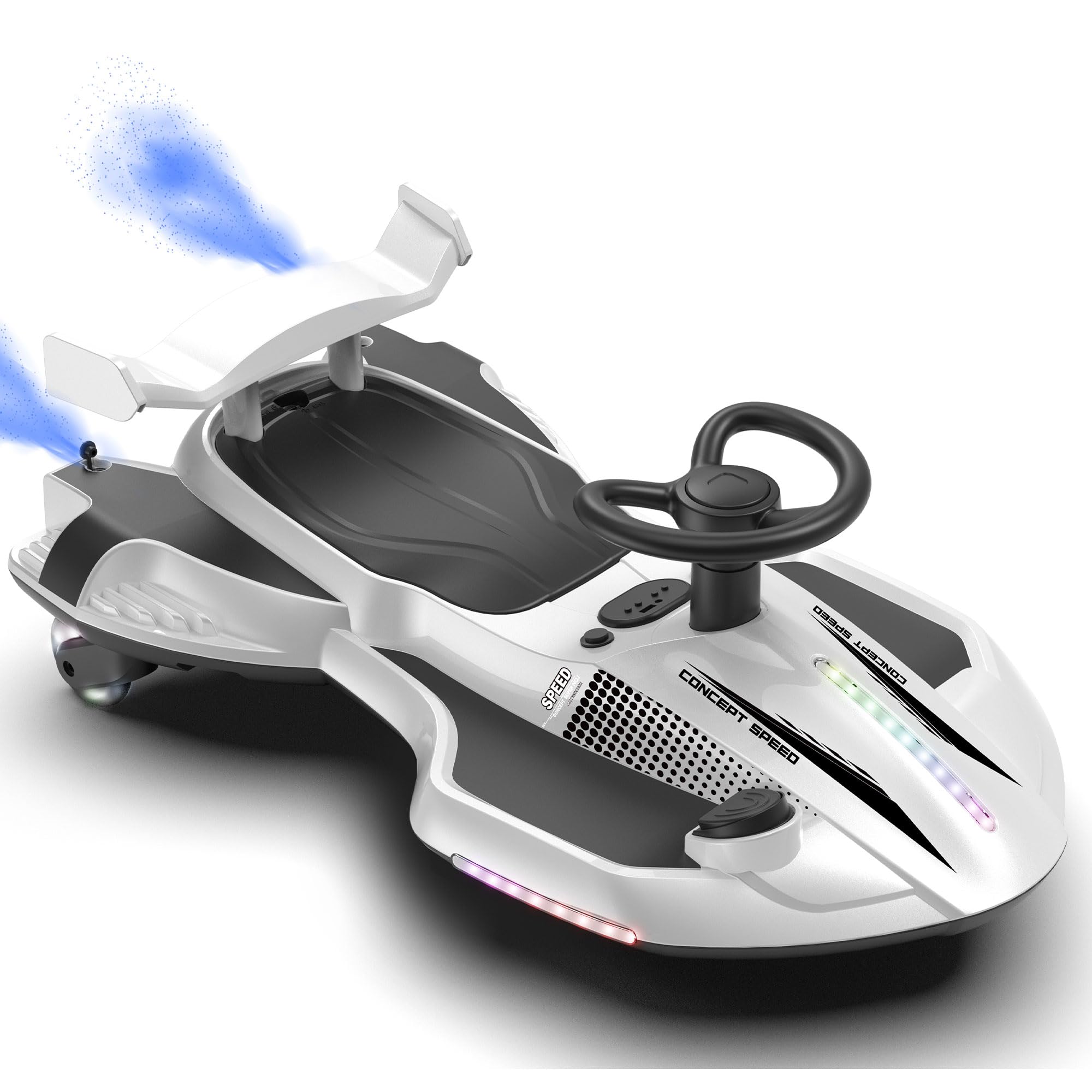 12V Electric Wiggle Car,360° Drift&7-Wheel,for Kids Ages 3+, White