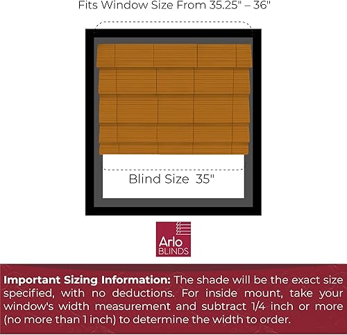 Miniatura 3 de Arlo Blinds - Cortinas romanas de bambú toscano, sin cordón, cortinas con filtro de luz. Tamaño  35pulgadas de ancho x 74pulgadas de alto.