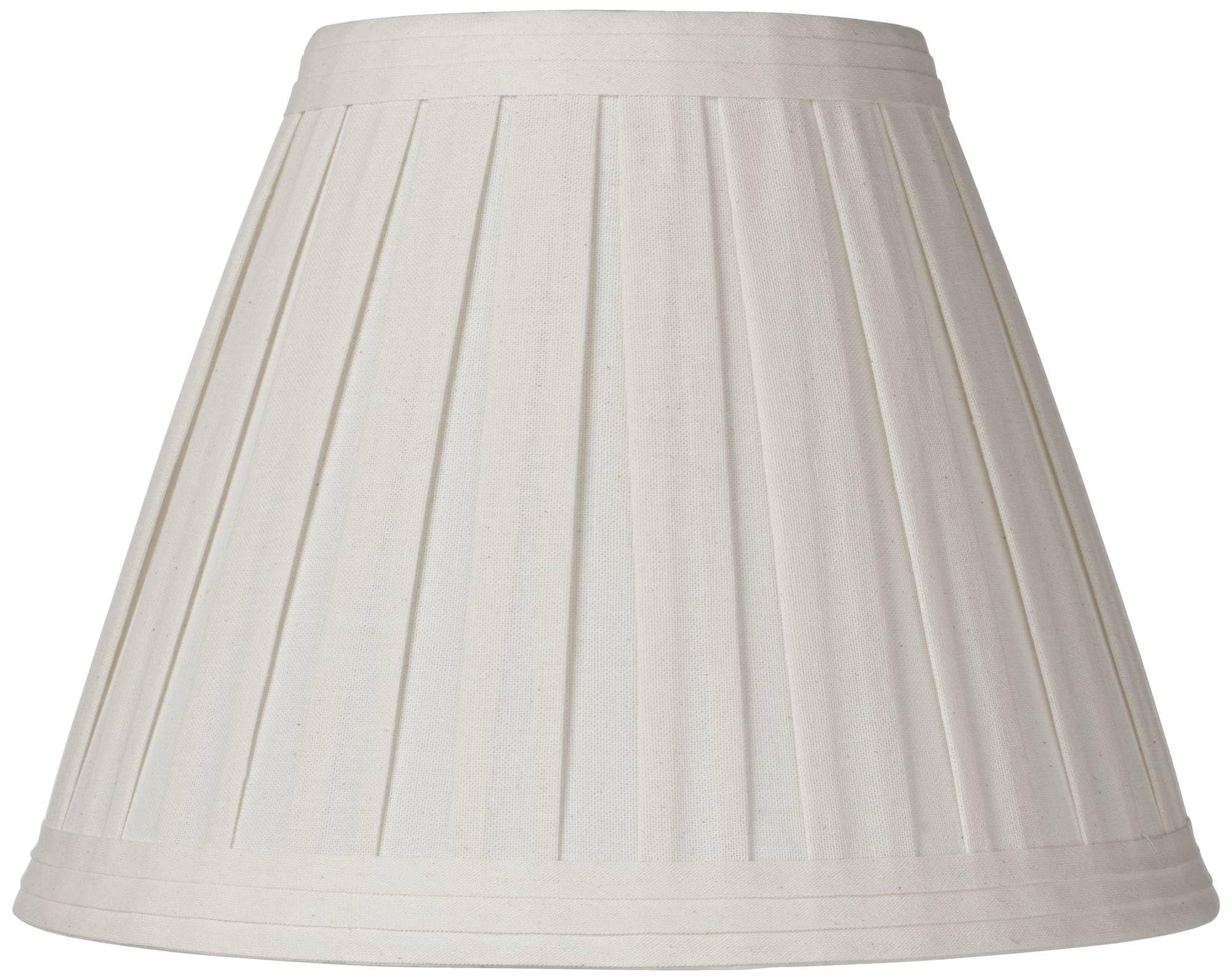 Creme Linen Large Box Pleat Lamp Shade 7" Top x 14" Bottom x 11" High (Spider) Replacement with Harp and Finial - Springcrest