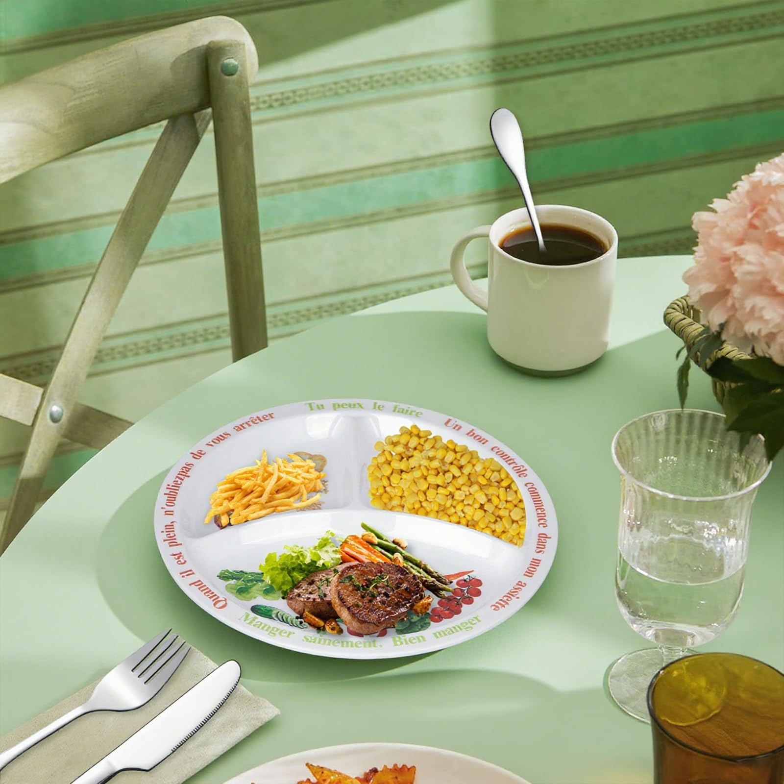 Health Beet Assiette à portions pour diabète avec sections divisées pour une alimentation saine et un contrôle des portions (4