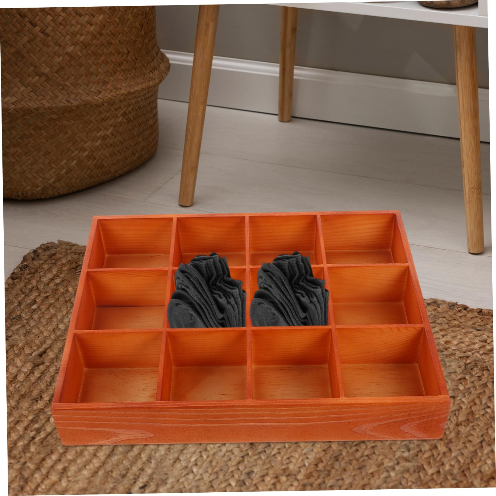 Schubladenteiler aus Holz 12 Fächer Organizer für Socken Unterwäsche Schlüssel Teebeutel Moderner Schubladen Organizer für Vielseitige Aufbewahrung