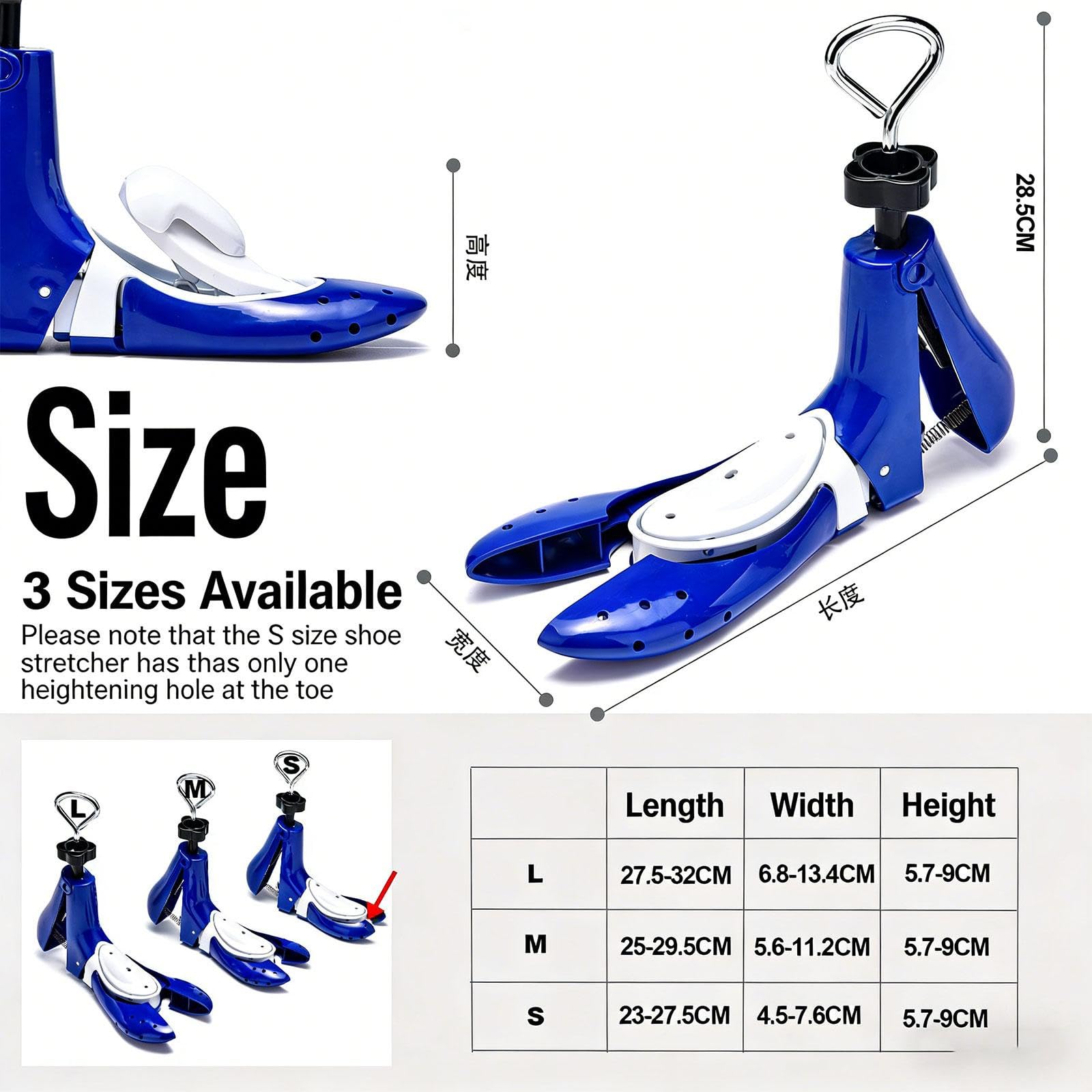 Qianly Zapatos Metálica Estirador Ensanchador Zapatos Expansor Mango Giratorio Metal Adecuado para Botas Zapatos Deportivos Trabajo
