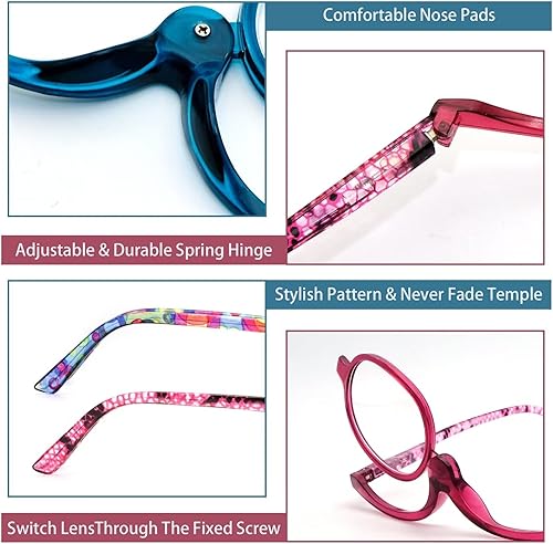 Miniatura 4 de Sehnsucht 2 pares de lentes de lectura para maquillaje de ojos, para mujer, con aumento y cosméticos, lentes de maquillaje giratorios para mujer