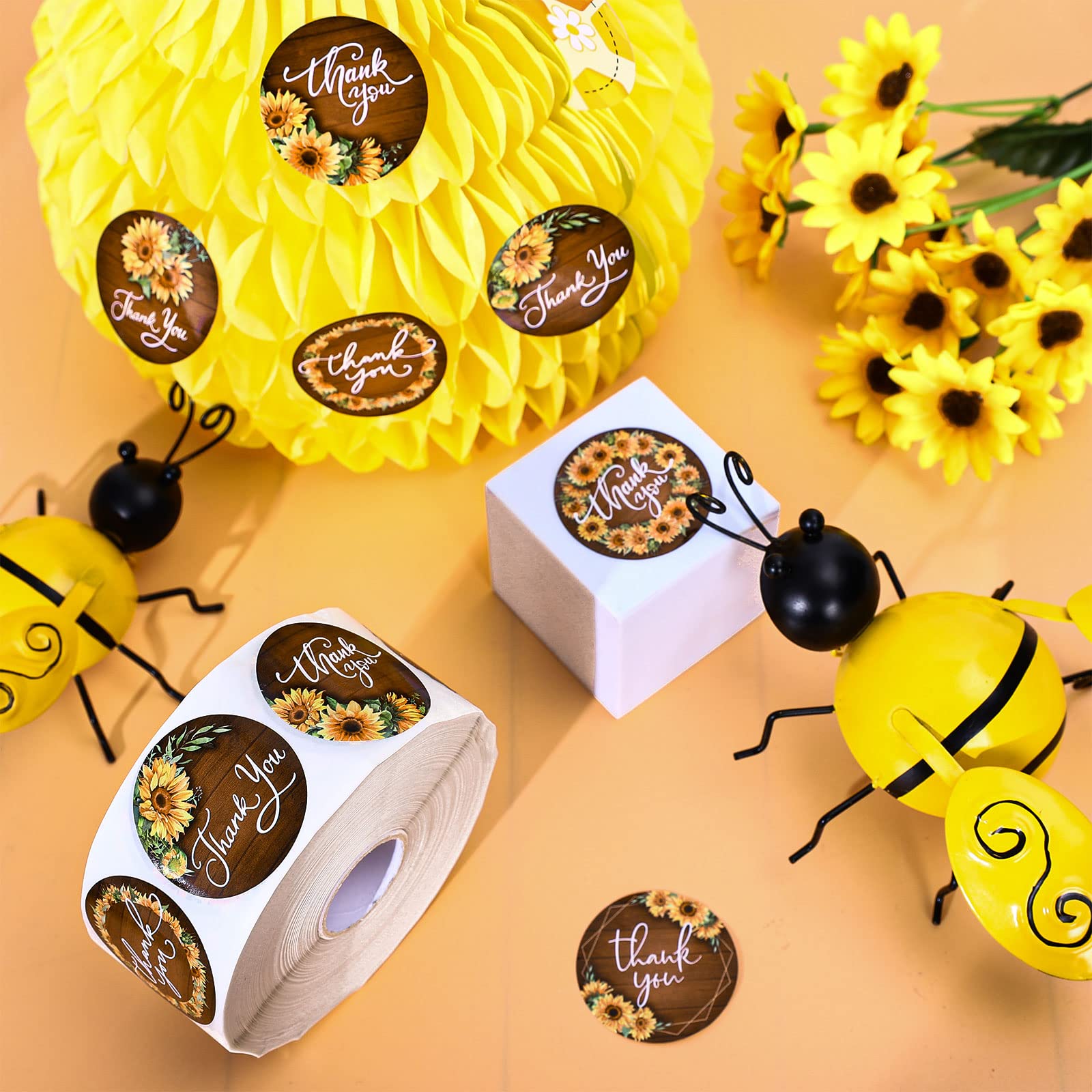 1000 Calcomanías De Agradecimiento De Girasol, 8 Diseños, Ca | Meses
